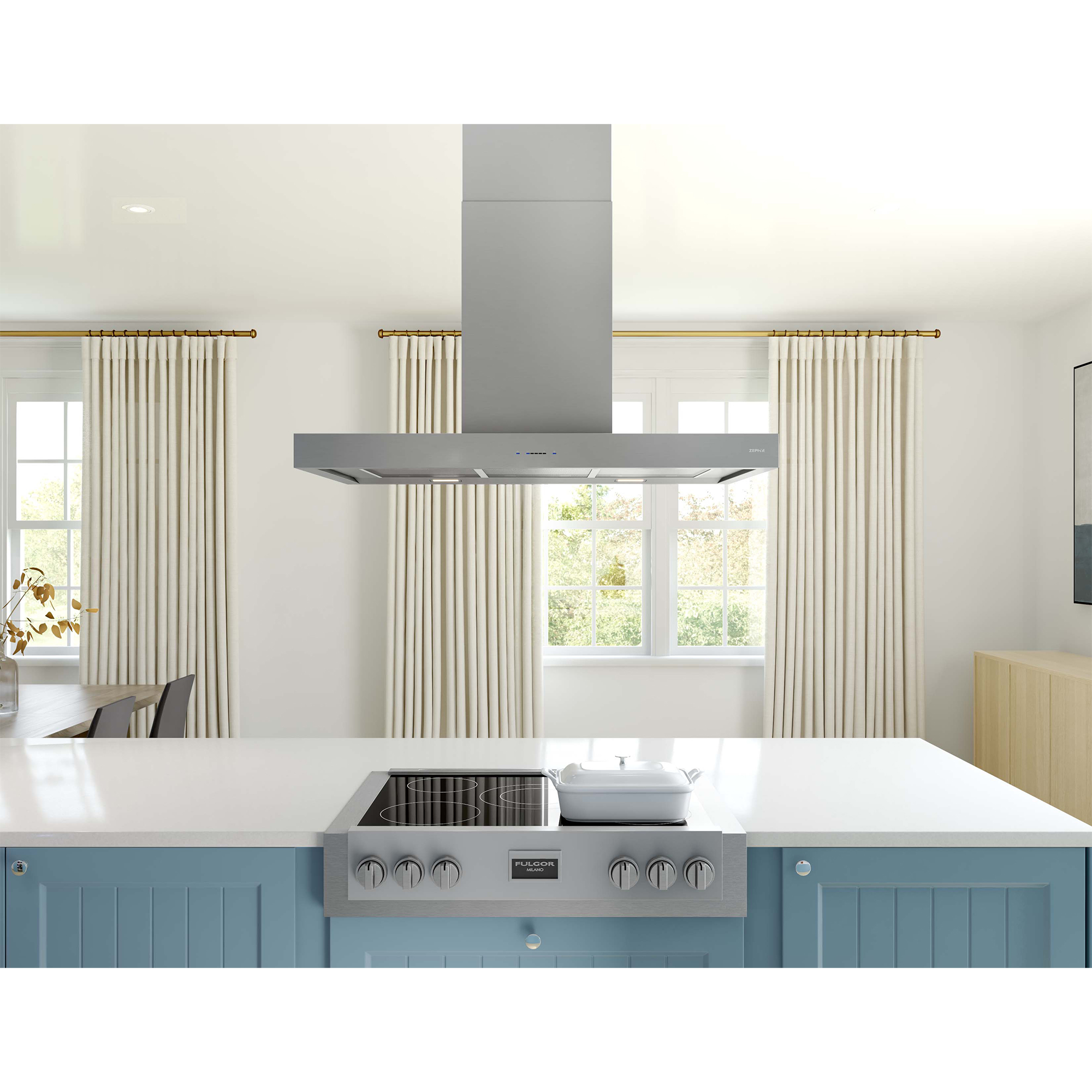 Zephyr 36 in. Chimney Style Range Hood with 5 Speed Settings, 600 CFM