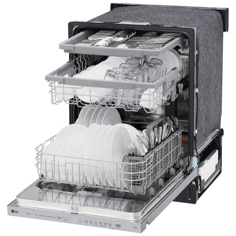 LG 24 in. Top Control Smart Dishwasher with 46 dBa Sound Level, 3rd-Rack, Dynamic Heat Dry & Pocket - PrintProof Stainless Steel, PrintProof Stainless Steel, hires