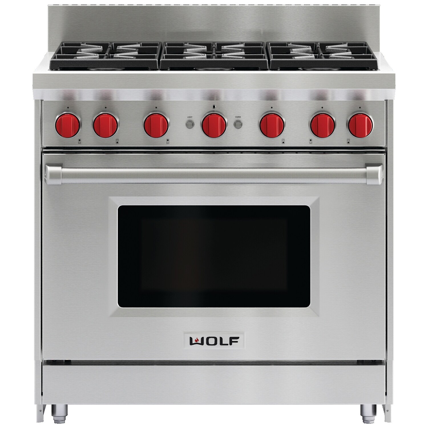 Wolf 36 in. 5.5 cu. ft. Standard Convection Gas Range with 6 Sealed Burners - Stainless Steel, , hires