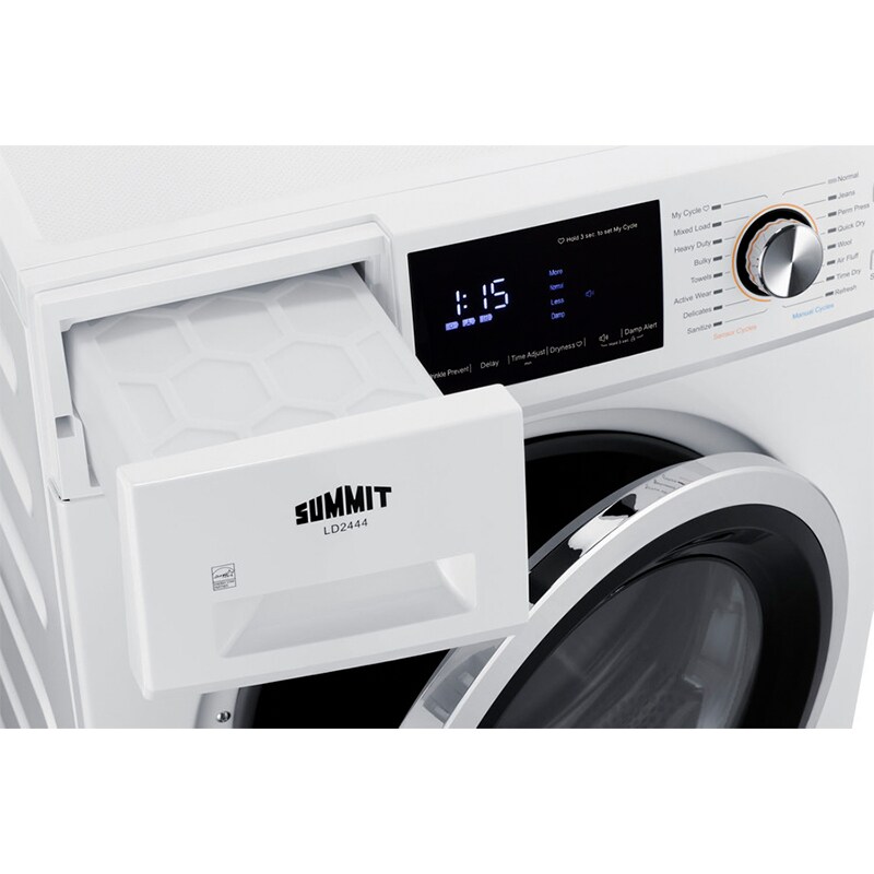 Summit 24 in. 4.4 cu. ft. Stackable Ventless Electric Dryer with Heat Pump, Sensor Dry & Sanitize Cycle - White, , hires