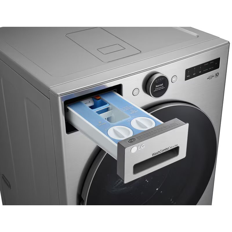 LG 27 in. 5.0 cu. ft. Smart Electric Front Load Ventless All-in-One WashCombo with Inverter Heat Pump Technology, Direct Drive Motor, Sanitize & Steam Cycle - Graphite Steel, Graphite Steel, hires