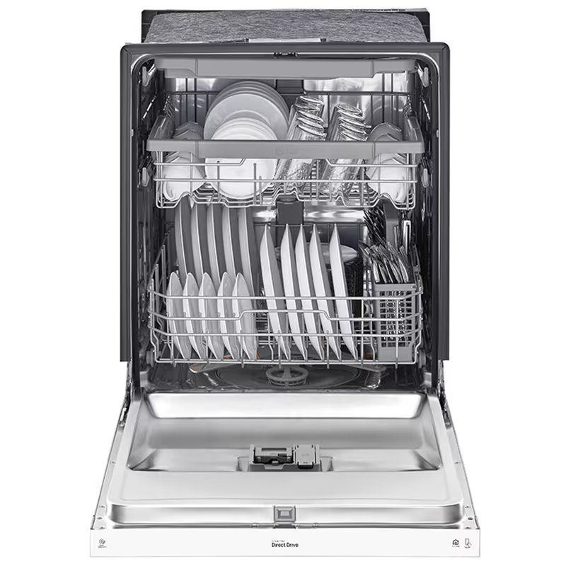 LG 24 in. Front Control Dishwasher with 48 dBa Sound Level, 3rd-Rack, Dynamic Dry & Pocket - White, White, hires