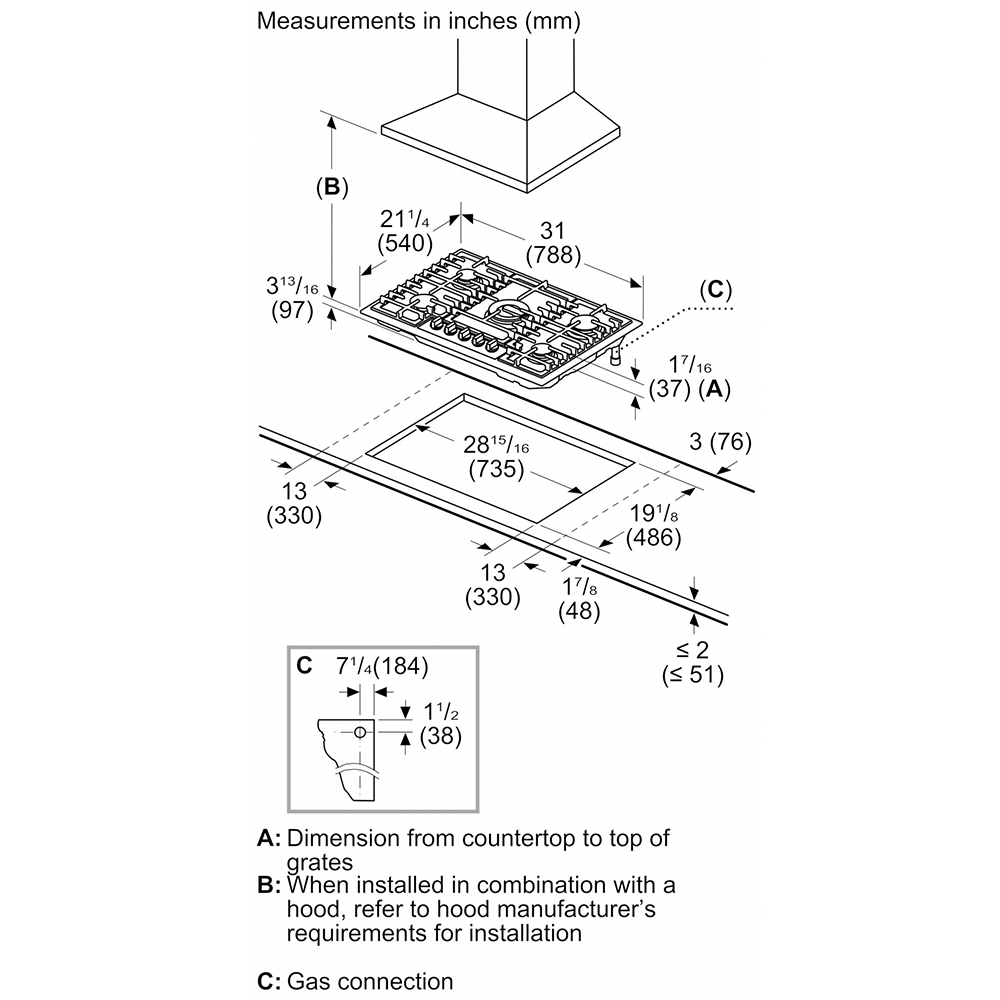 Bosch 800 Series 30" Gas Cooktop with 5 Sealed Burners Stainless