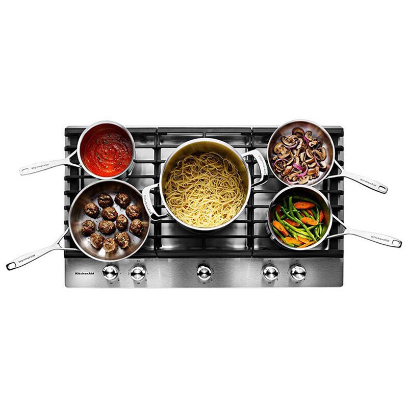 KitchenAid 30 in. 5-Burner Natural Gas Cooktop with Simmer Burner & Power Burner - Stainless Steel, , hires