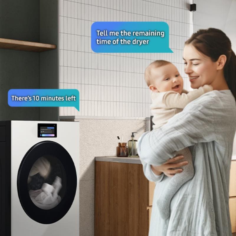 Samsung Bespoke 27 in. 7.6 cu. ft. Smart Stackable Electric Dryer with AI Home, AI OptiDry+, Sensor Dry, Sanitize & Steam Cycle - Ivory, Ivory, hires