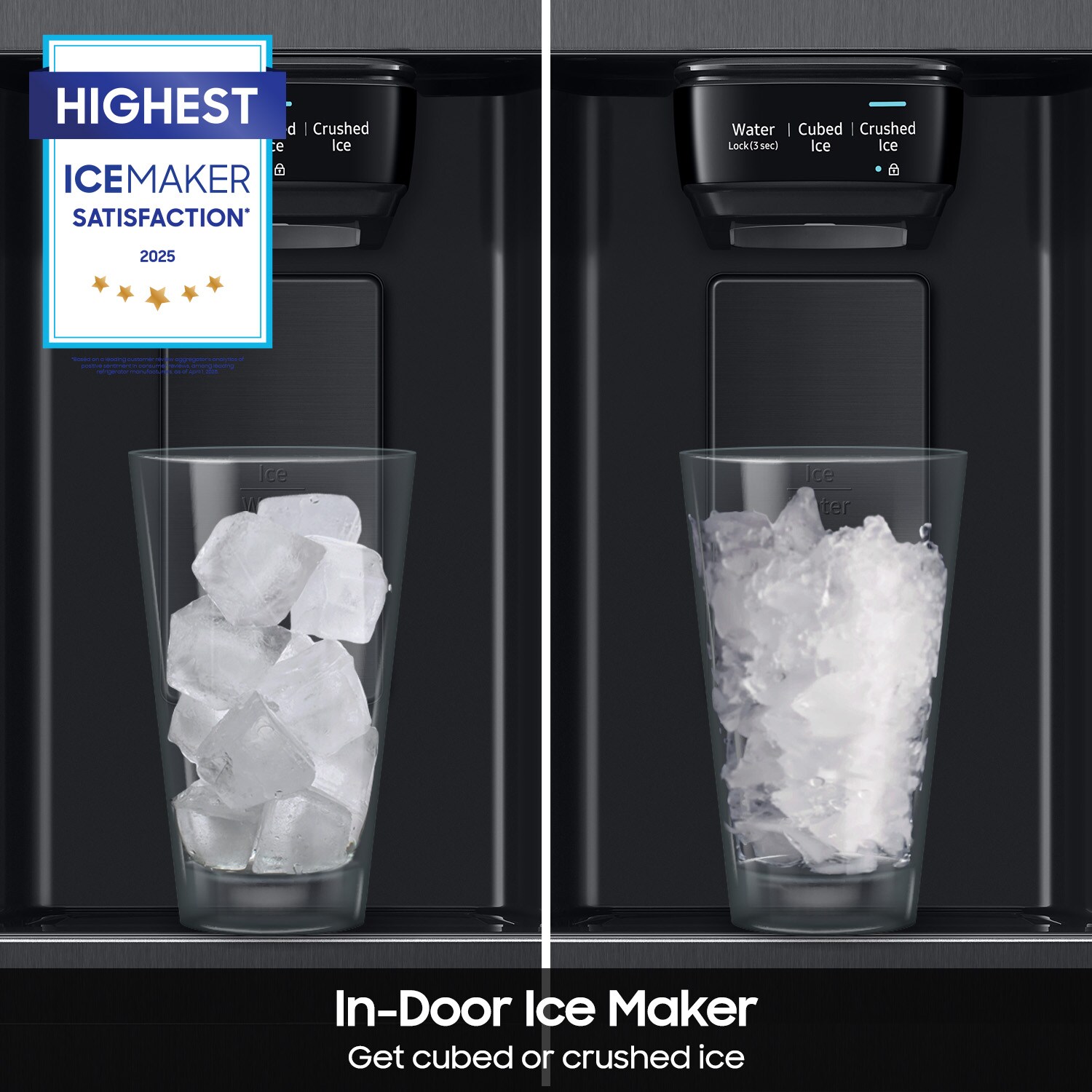 Samsung 36 in. 27.4 cu. ft. Side by Side Refrigerator with Ice & Water Dispenser - Black Stainless, Black Stainless, hires