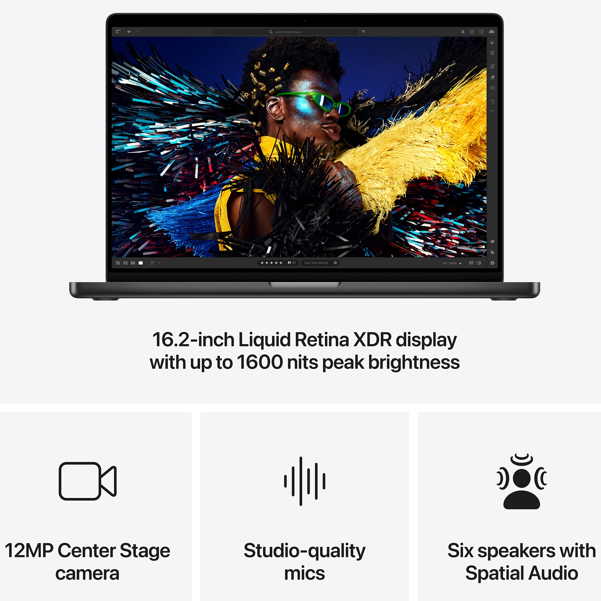 Apple MacBook Pro (2024) 16 in. Notebook with Apple Intelligence, Apple M4 Pro 14-Core CPU, 20-Core GPU, 24 GB RAM, 512 GB SSD, up to 24 Hrs. of Battery Life & Mac OS - Space Black, Space Black, hires