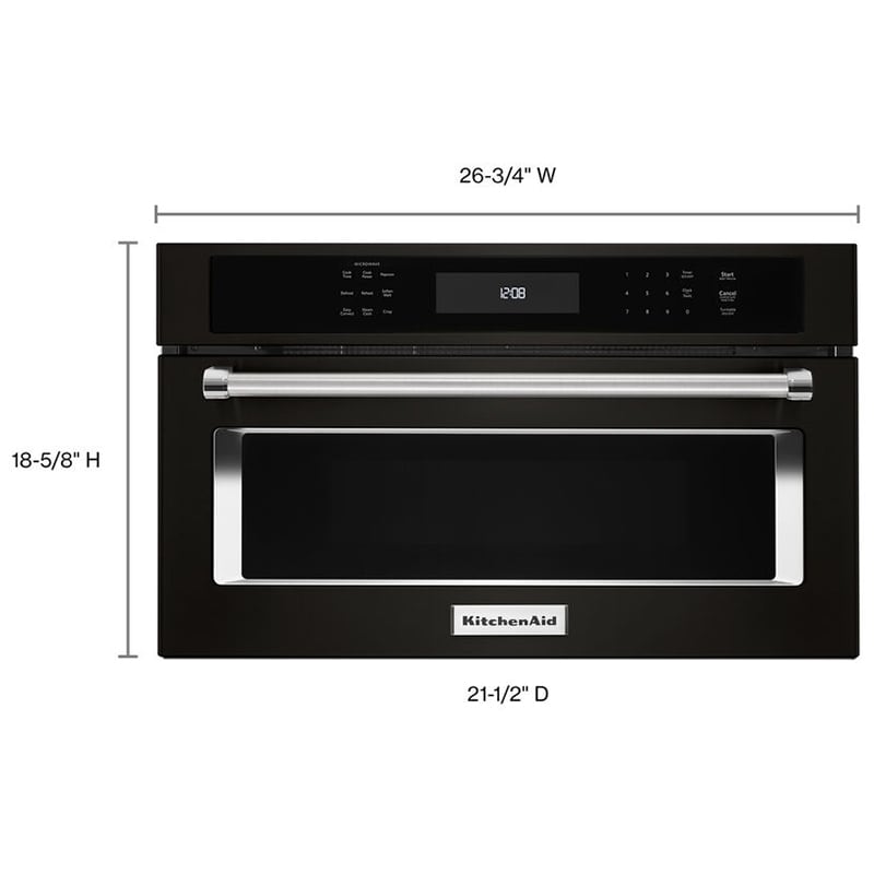 KitchenAid 27 in. 1.4 cu. ft. 900W Built-In Microwave with Convection & Sensor Cooking - Black Stainless Steel with PrintShield Finish, Black Stainless Steel with PrintShield Finish, hires