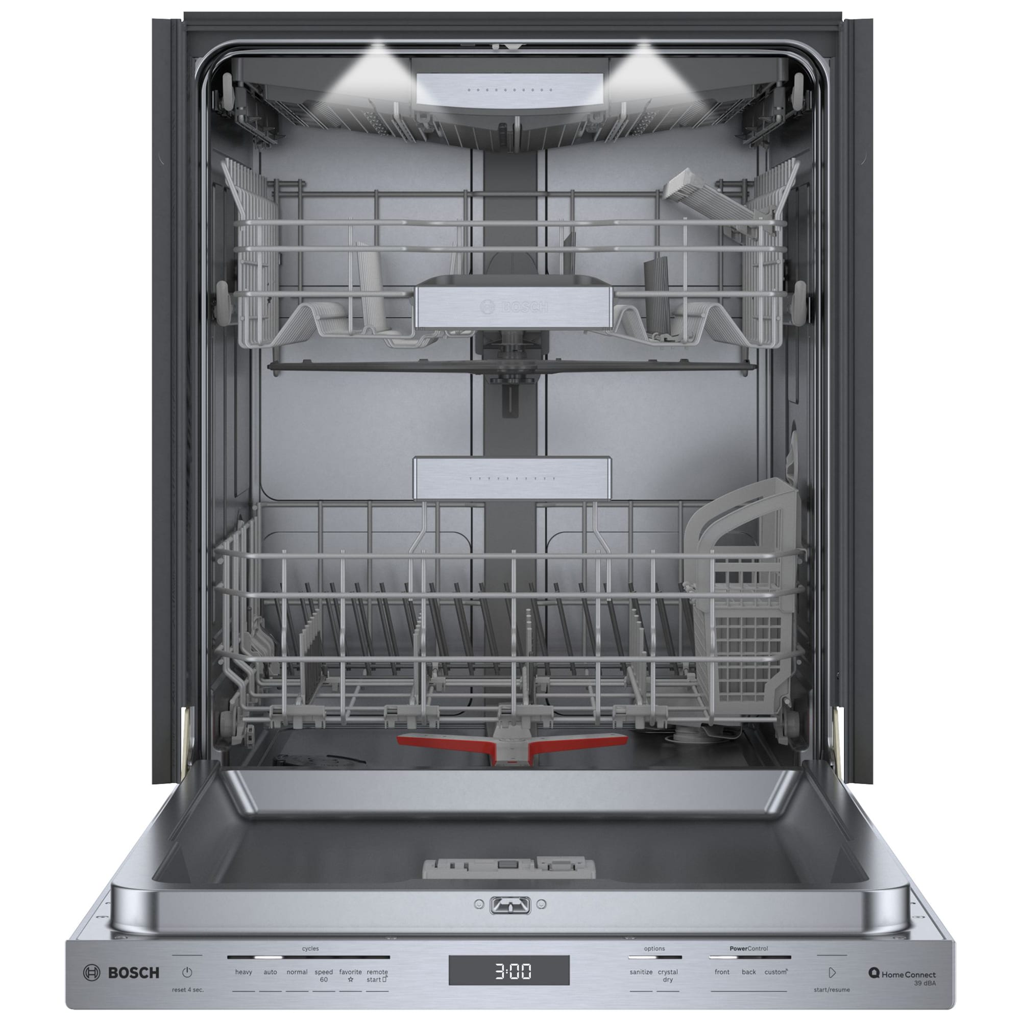 Bosch Benchmark 24 in. Top Control Smart Dishwasher with 38 dBa Sound Level, 3rd-Rack, CrystalDry & Pocket - Stainless Steel, Stainless Steel, hires