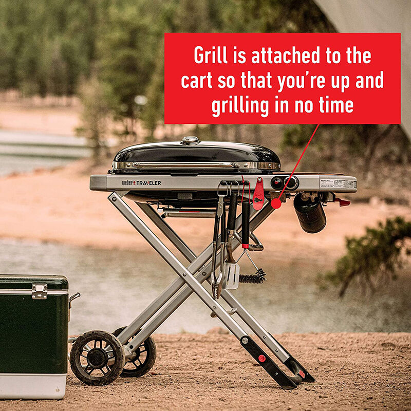 Weber Traveler 1-Burner Portable Liquid Propane Gas Grill - Black, , hires