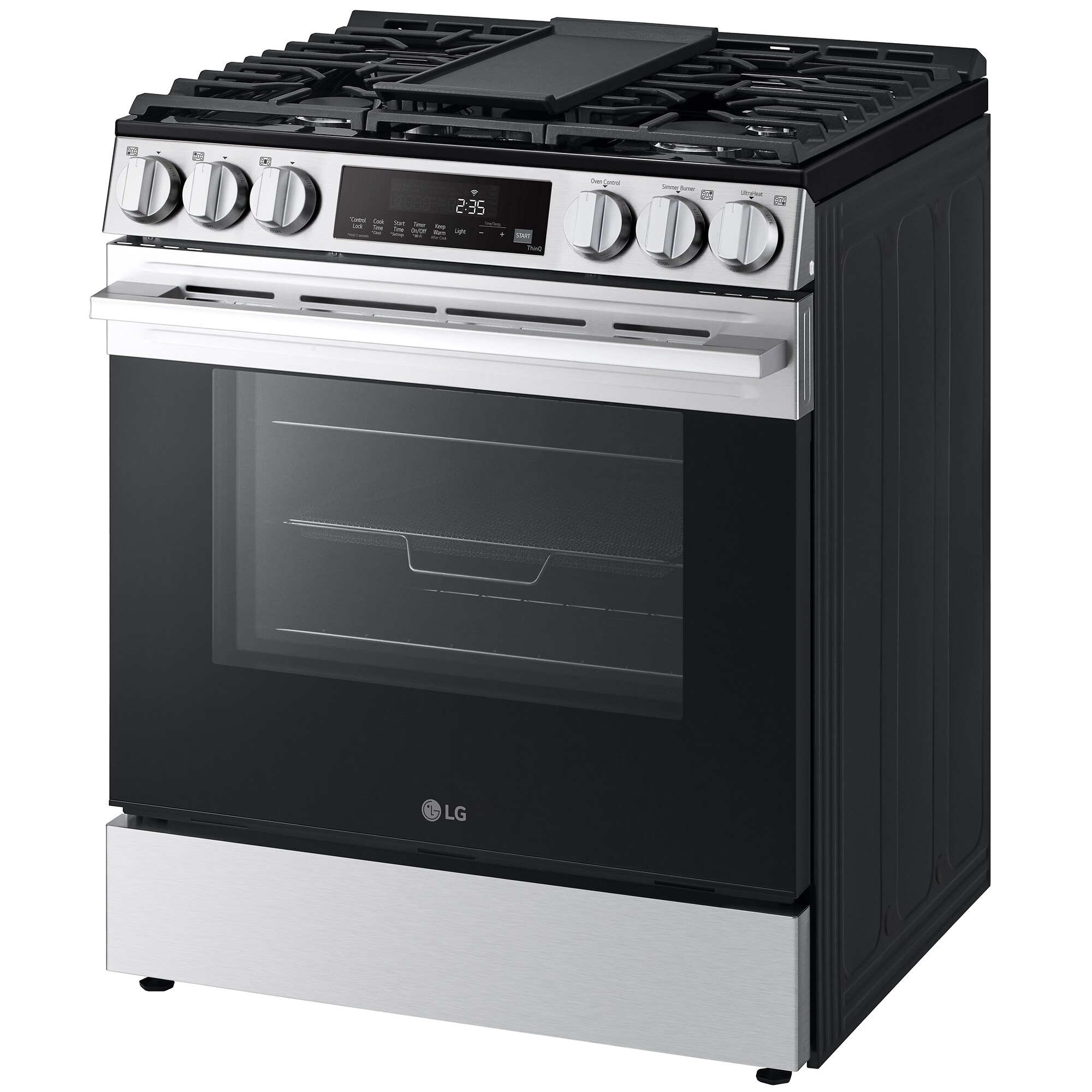 LG 30 in. 6.3 cu. ft. Smart Air-Fry Standard Convection Slide-In Gas Range with 5 Sealed Burners & Griddle - PrintProof Stainless Steel, , hires