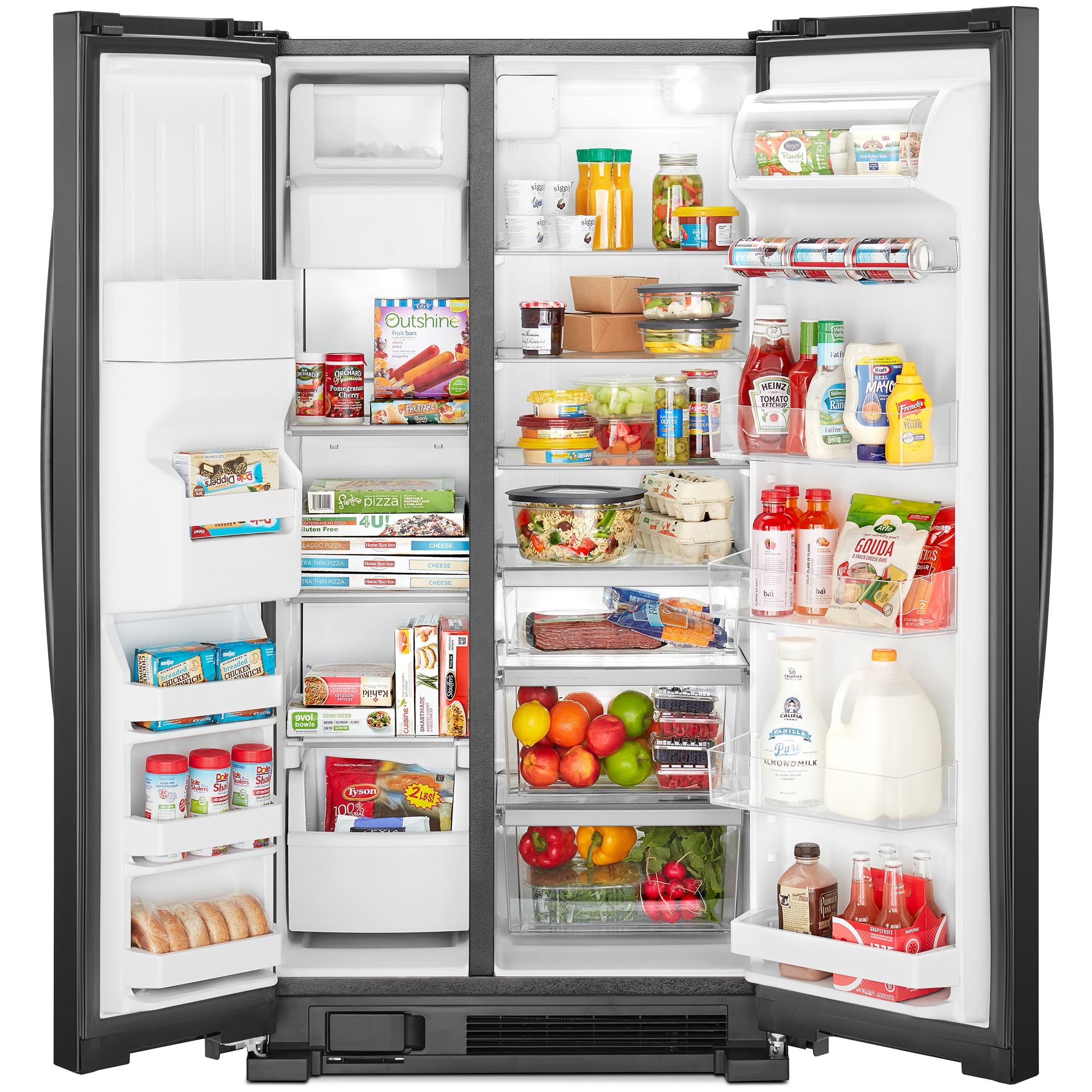 Whirlpool 36 in. 24.5 cu. ft. Side by Side Refrigerator with Ice & Water Dispenser - Black, Black, hires
