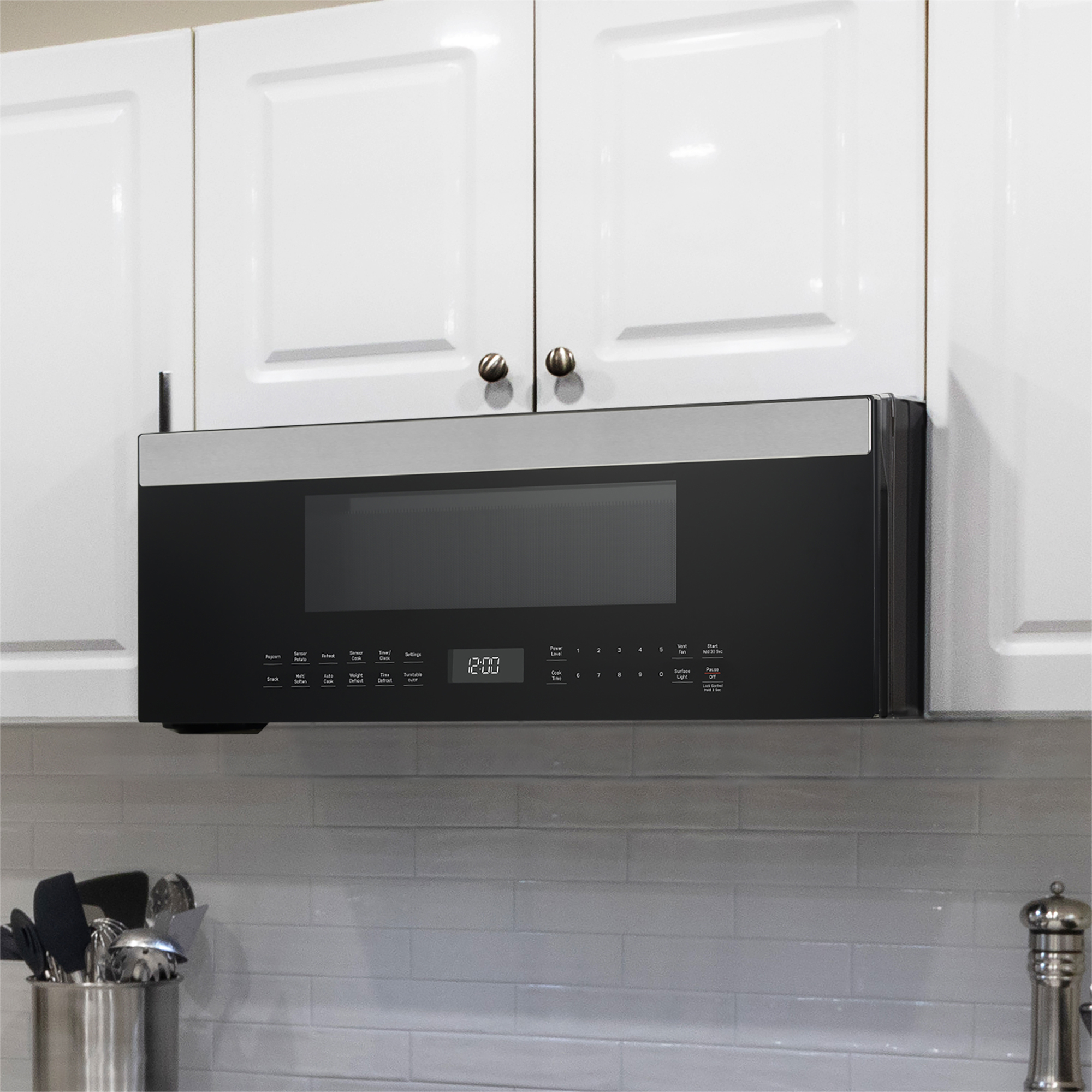 GE 30 in. 1.2 cu. ft. 1000W Low Profile Over-the-Range Microwave with ...