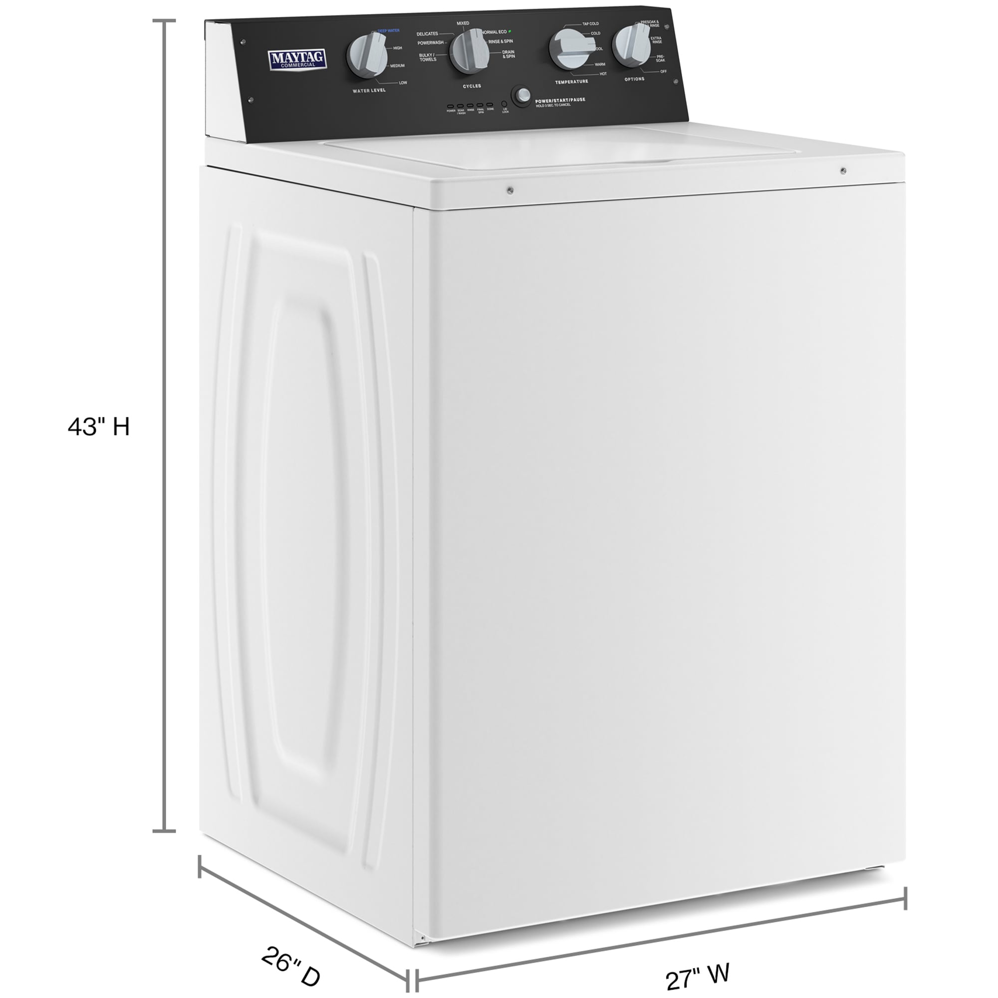 Maytag 27 in. 3.5 cu. ft. Top Load Washer with Dual-Action Agitator & Power Wash Cycle - White, , hires