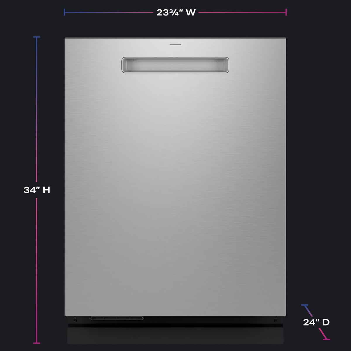 GE Profile 24 in. Top Control Flush-Mount Smart Dishwasher with 39 dBa Sound Level, 3rd-Rack, Twin Turbo Dry Boost & Pocket Handle - Fingerprint Resistant Stainless, , hires