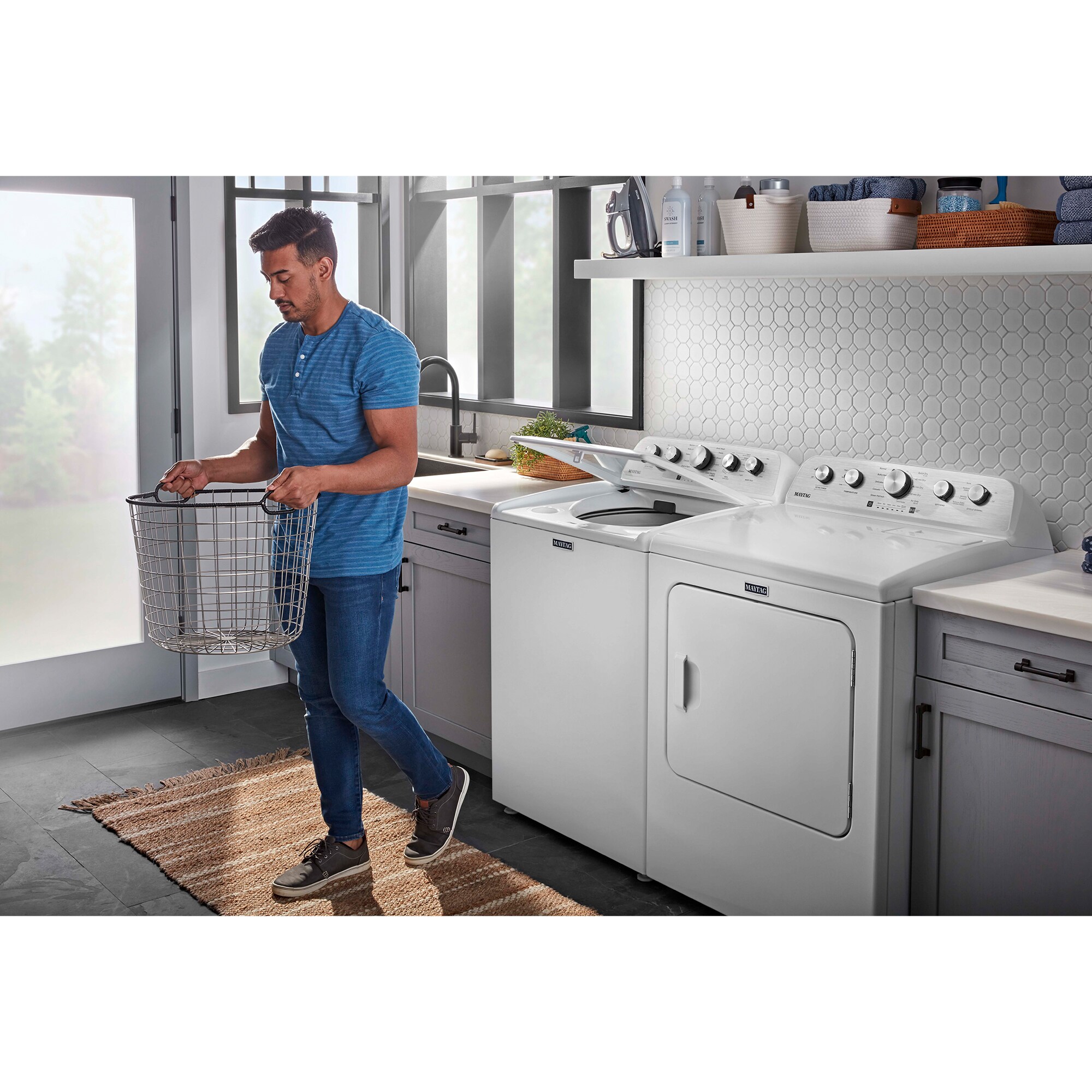 Maytag 28 in. 4.7 cu. ft. Top Load Washer with Power Agitator - White, White, hires
