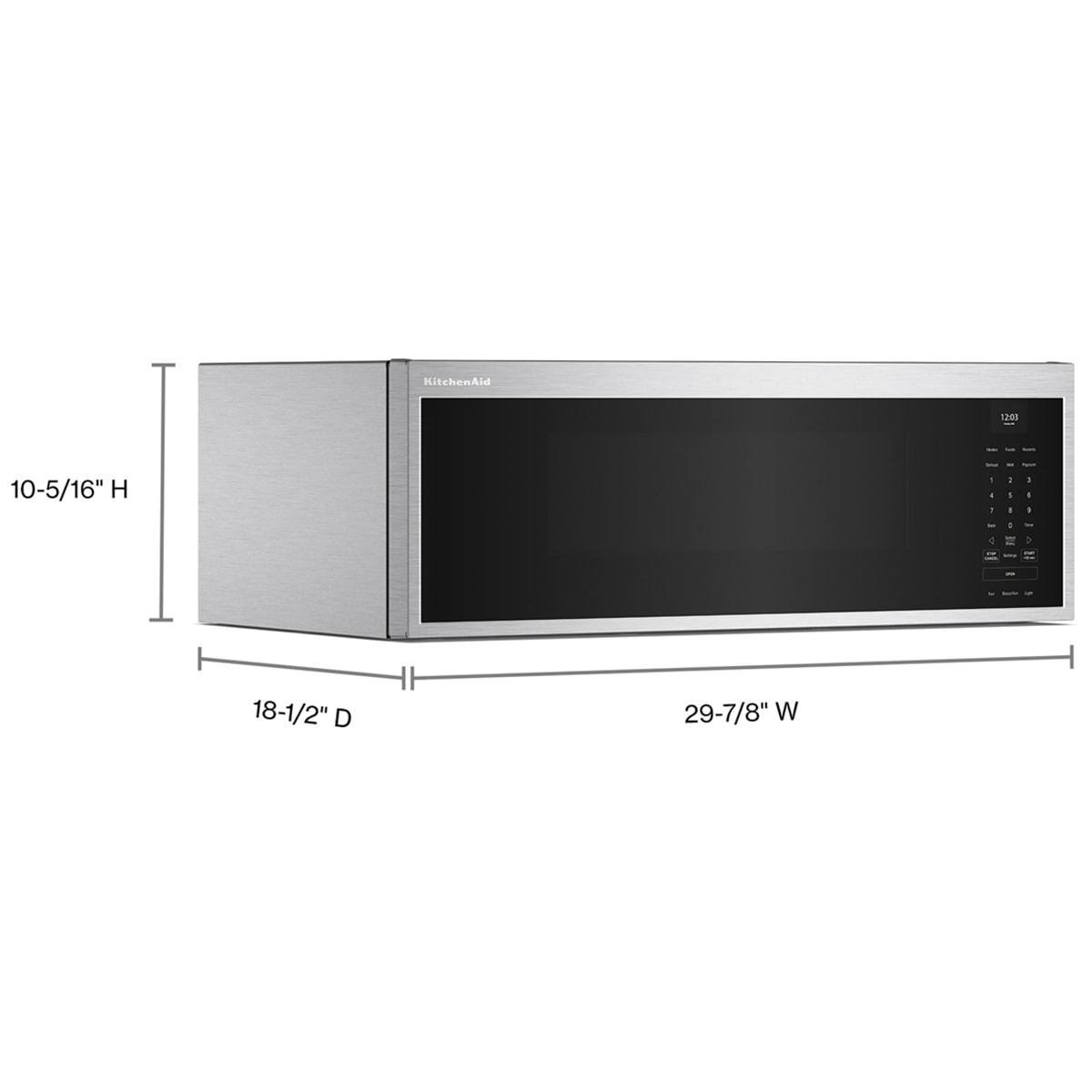 KitchenAid 30 in. 1.1 cu. ft. 1000W Low Profile Smart Over-the-Range Microwave with 600 CFM & Sensor Cooking - Fingerprint Resistant Stainless, , hires