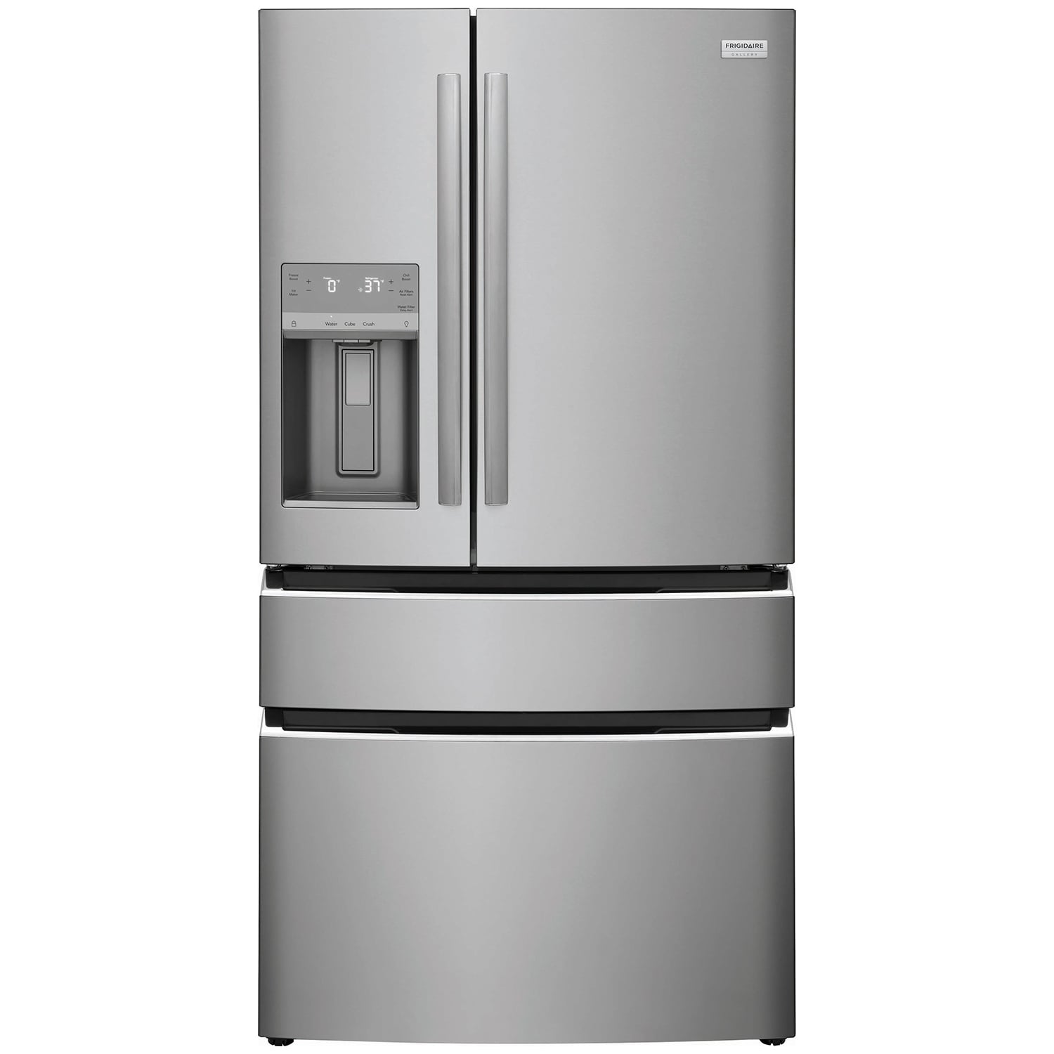 Frigidaire Gallery 36 in. 26.3 cu. ft. 4-Door French Door Refrigerator with Ice & Water Dispenser - Stainless Steel, , hires