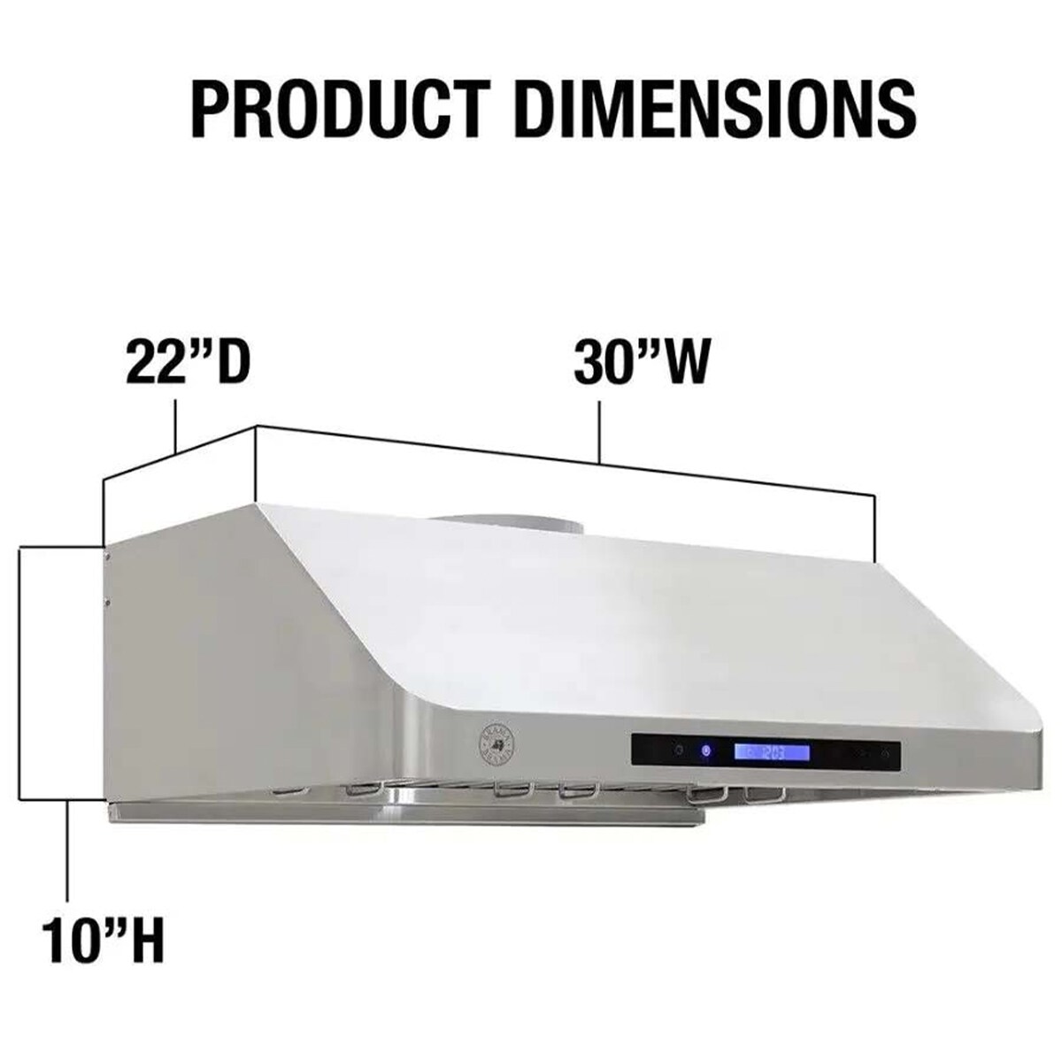 Brama 30 in. Standard Style Range Hood with 4 Speed Settings, 425 CFM & 2 LED Lights - Stainless Steel, , hires