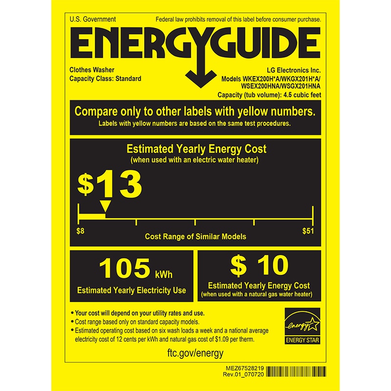 LG 27 in. WashTower with 4.5 cu. ft. Washer with 10 Wash Programs and TurboWash 360 & 7.4 cu. ft. Electric Dryer with 9 Dryer Programs, Sensor Dry & Wrinkle Care - White, White, hires