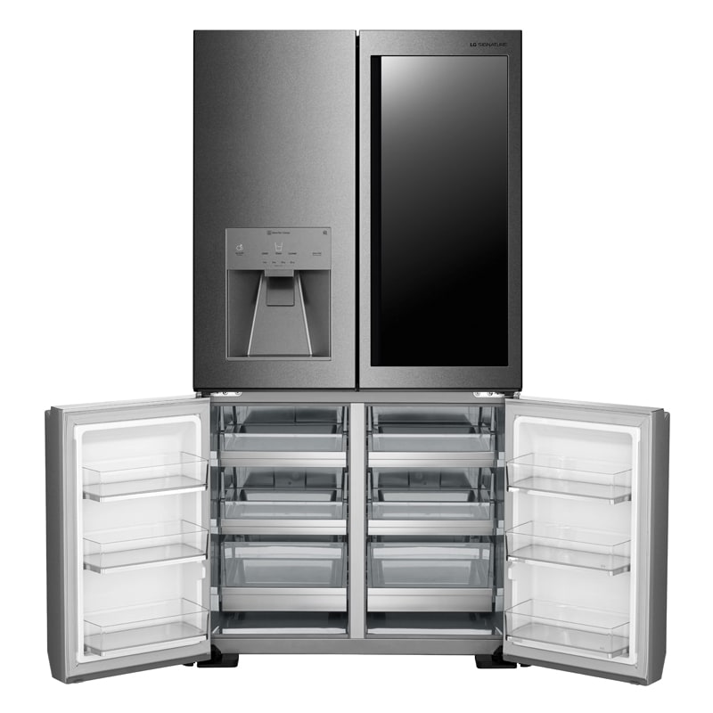 LG Signature InstaView 36 in. 30.8 cu. ft. Smart 4-Door French Door Refrigerator with Ice & Water Dispenser - Textured Steel, , hires