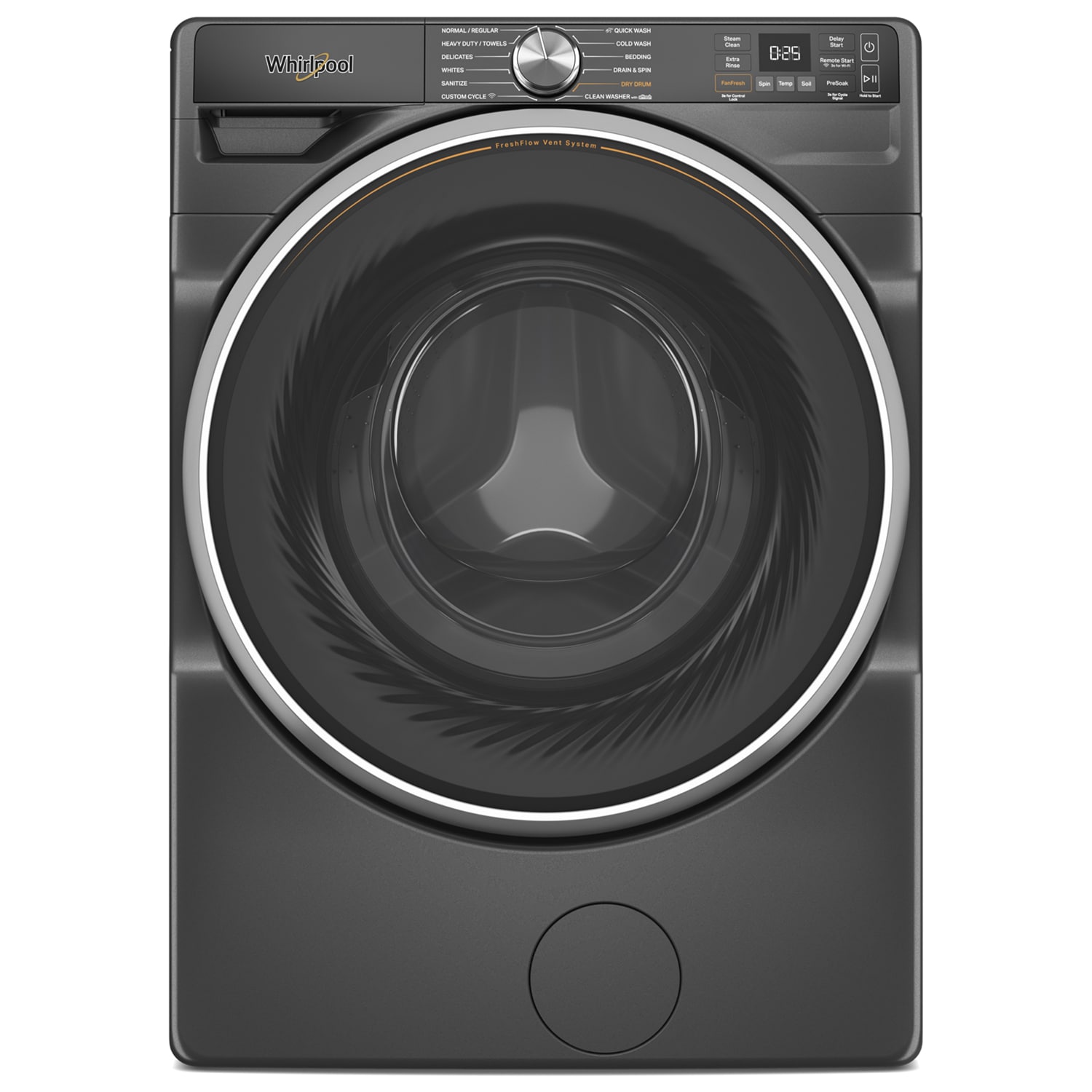 Whirlpool 27 in. 5.0 cu. ft. Smart Stackable Front Load Washer with FreshFlow Vent System, Sanitize & Steam Cycle - Volcano Black, Volcano Black, hires