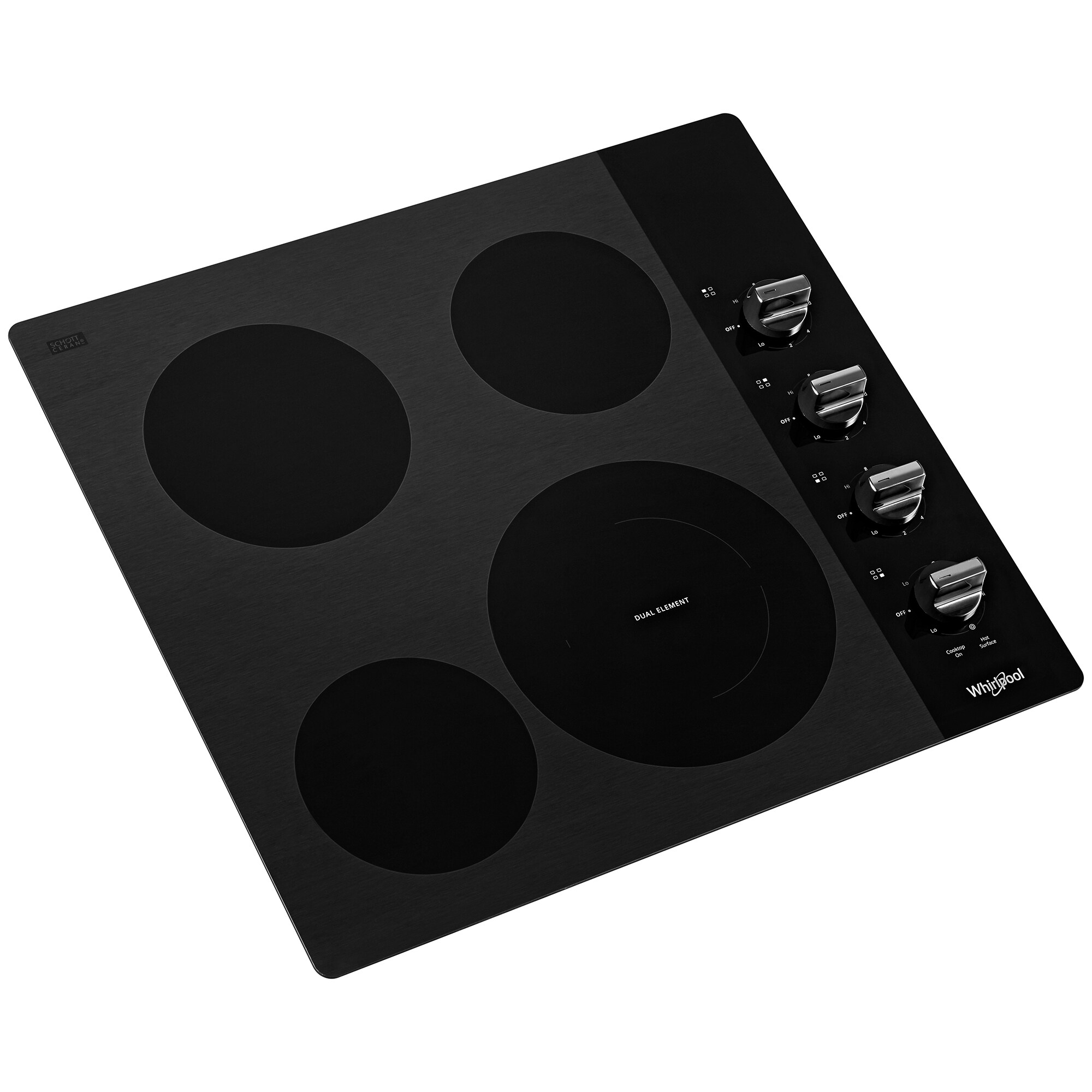 Whirlpool 24 in. 4-Burner Electric Cooktop with Simmer Burner - Black, , hires