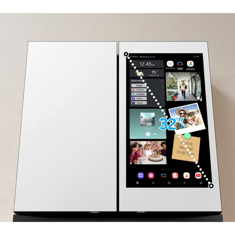 Samsung Bespoke 36 in. 22.5 cu. ft. Smart Counter Depth 4-Door French Door Refrigerator with AI Family Hub+, Beverage Center & Internal Water AutoFill Pitcher - White Glass, White Glass, hires