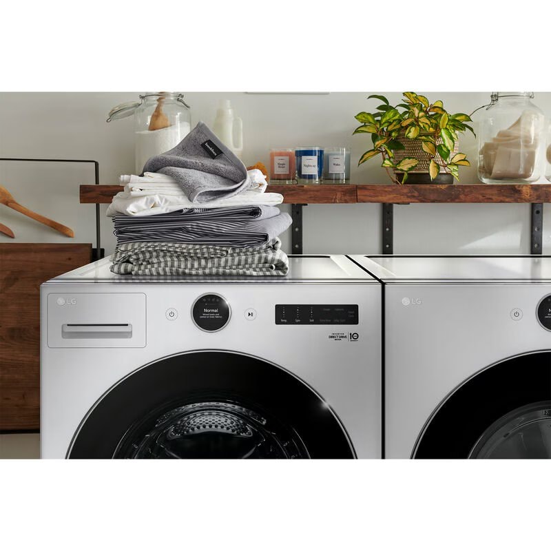 LG 27 in. 7.4 cu. ft. Smart Stackable Electric Dryer with AI Sensor Dry, Turbo Steam, Sanitize & Steam Cycle - White, White, hires
