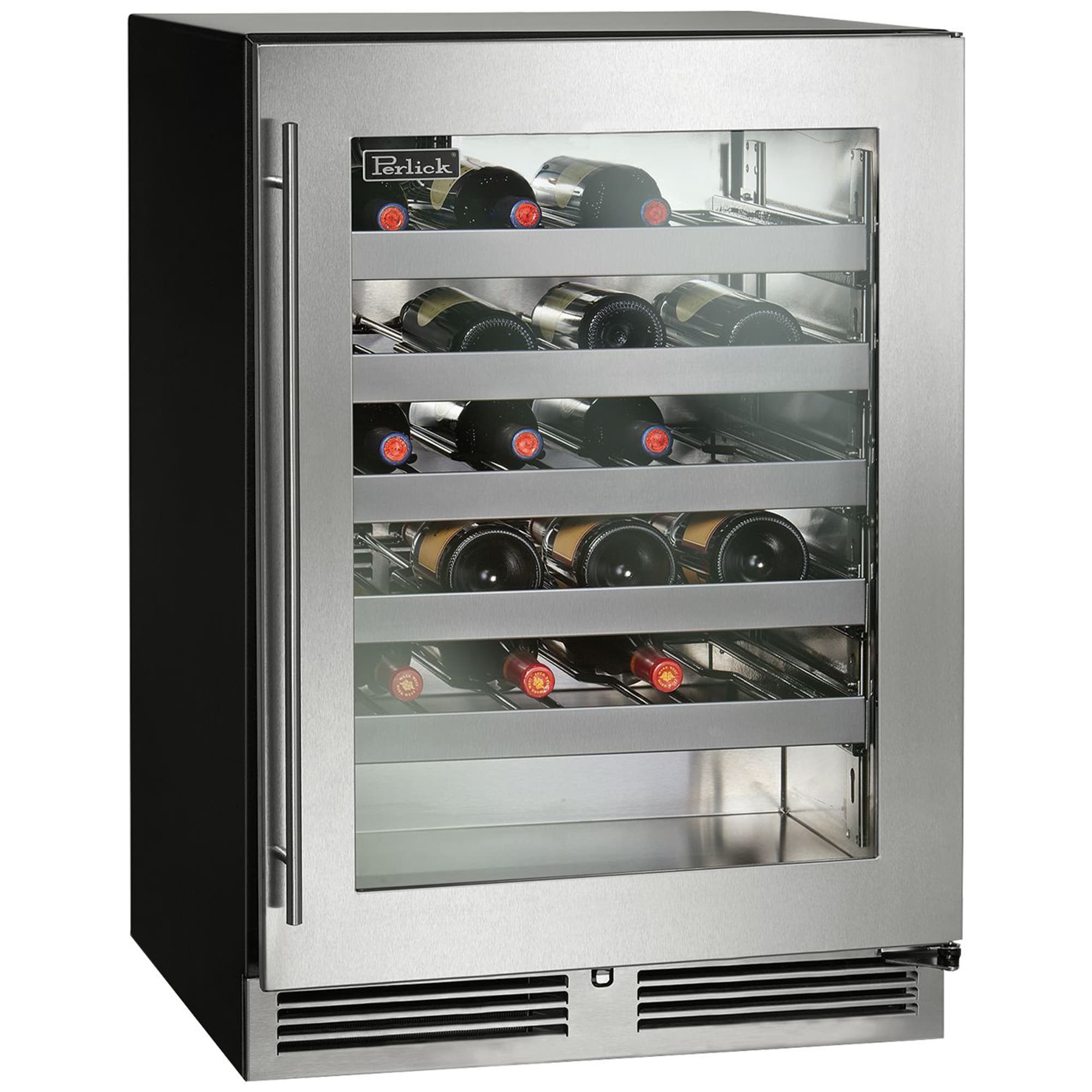 Perlick ADA Compliant Series 24 in. Undercounter Wine Reserve with Metal Racks, Single Temperature Zone & 32 Bottle Capacity - Custom Panel Ready, , hires