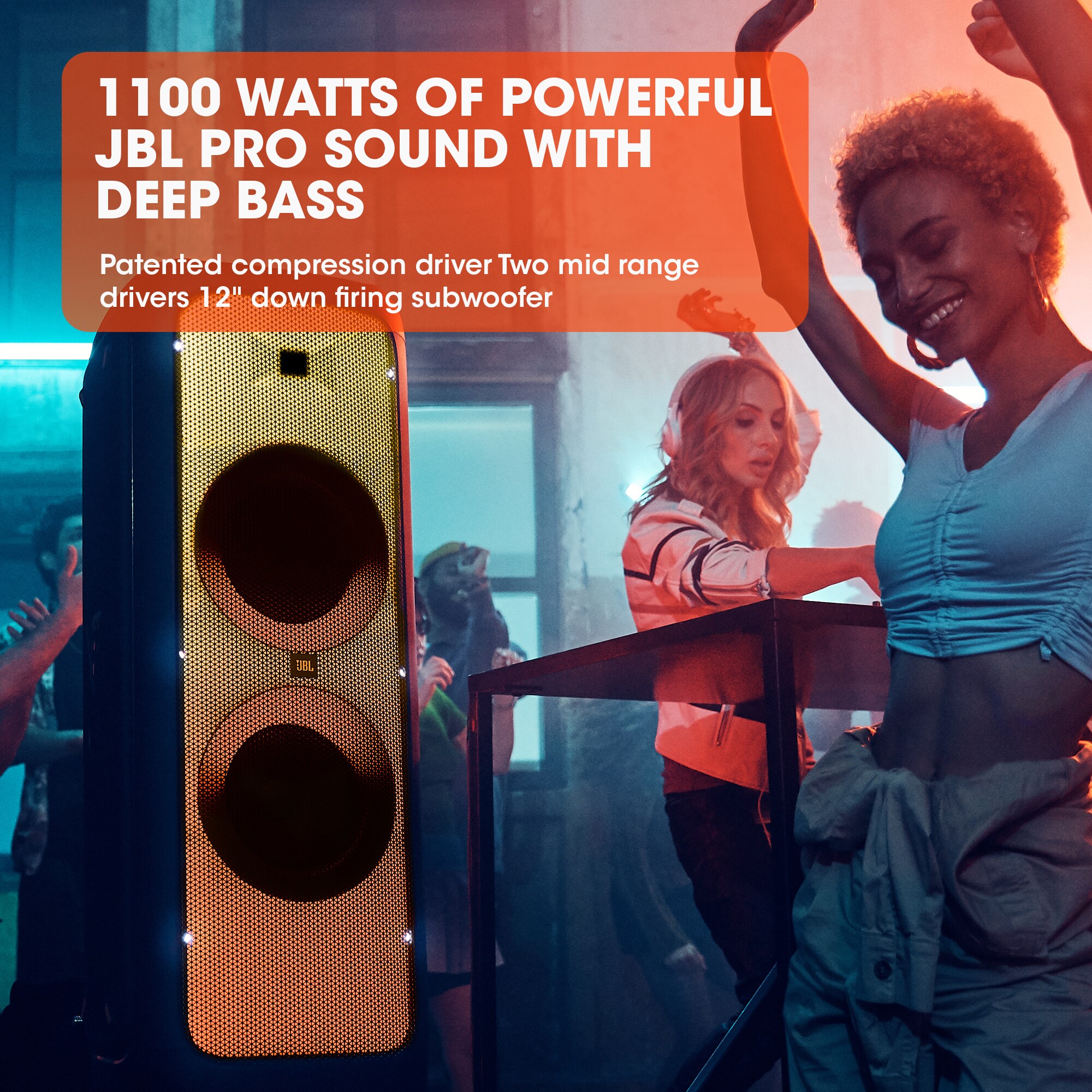 JBL PartyBox 1000 Splashproof Bluetooth Party Speaker - Black, , hires