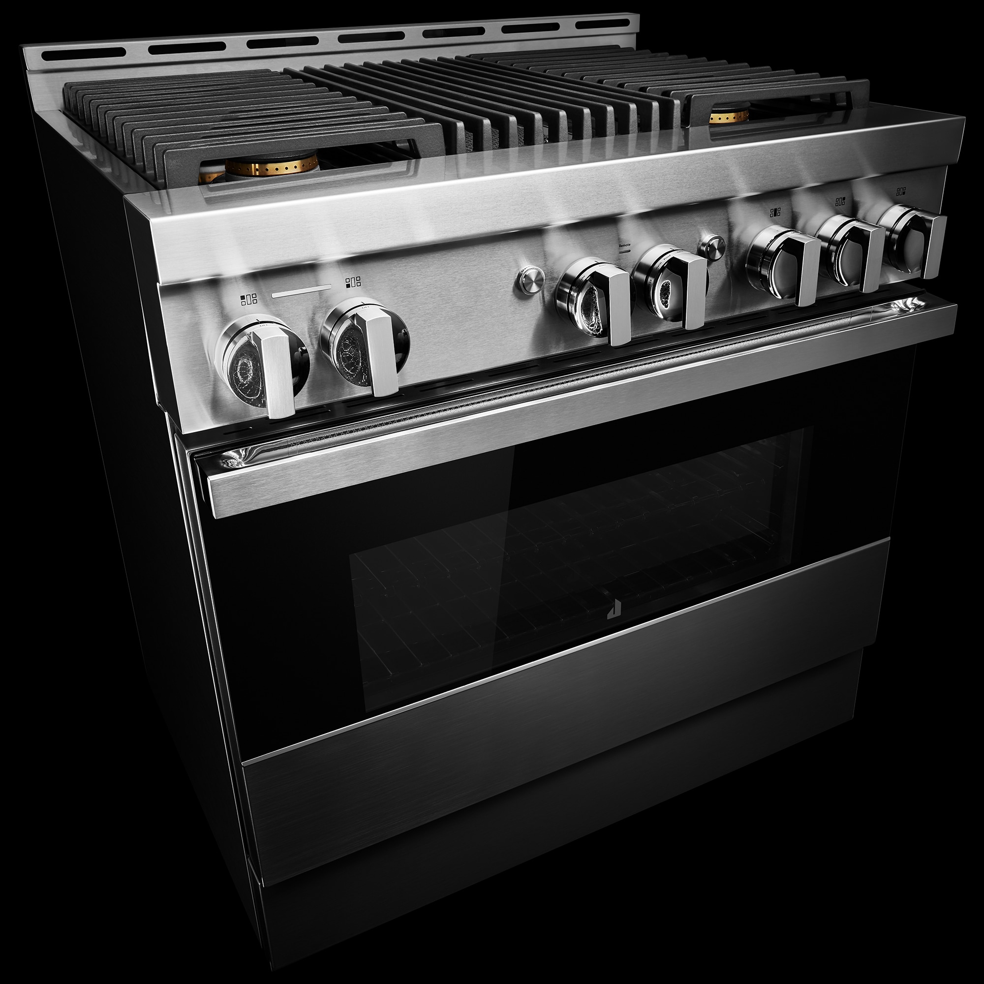 JennAir Noir Series 36 in. 5.1 cu. ft. Smart True European Convection Gas Range with 4 Sealed Burners & Grill - Stainless Steel, , hires