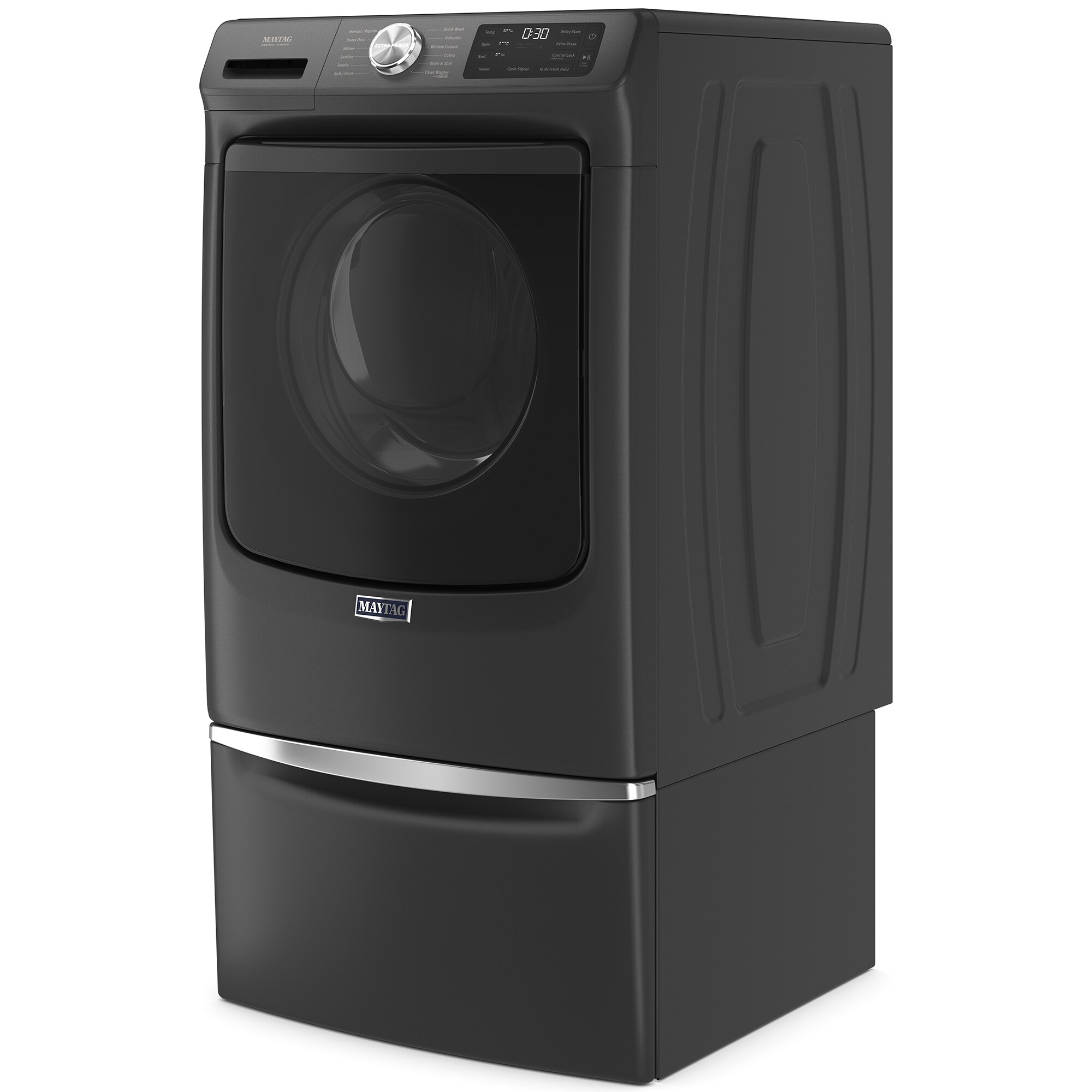 Maytag 27 in. 4.8 cu. ft. Stackable Front Load Washer with Extra Power and 16-Hr Fresh Hold - Volcano Black, Volcano Black, hires