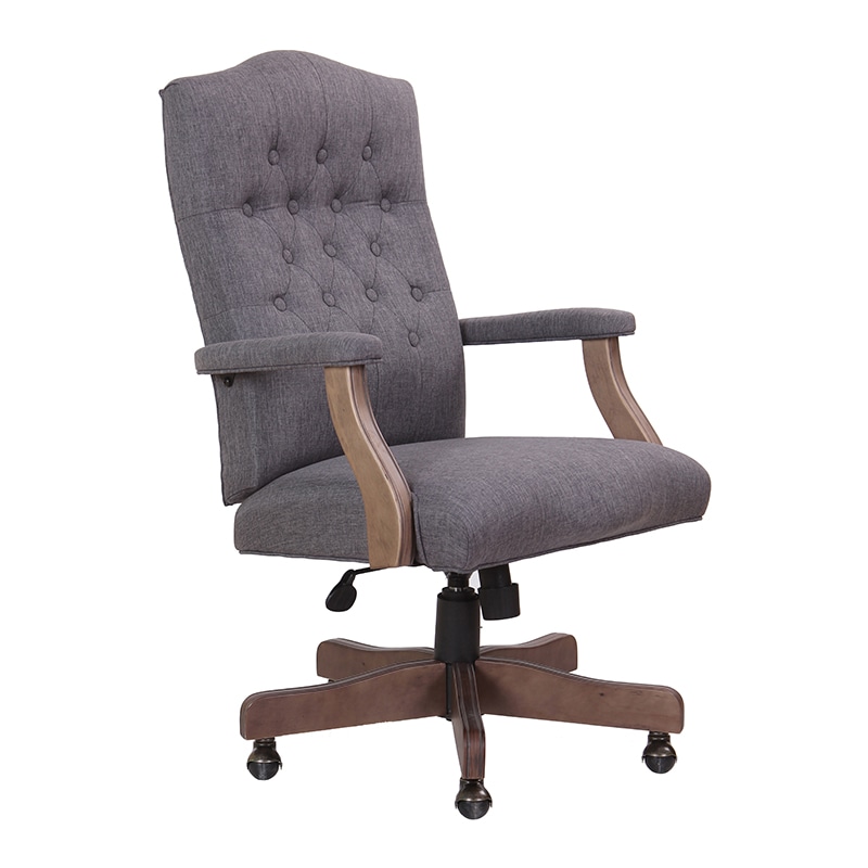 Boss Executive Chair With Driftwood Finish Frame - Grey Linen (B905DW-SG)