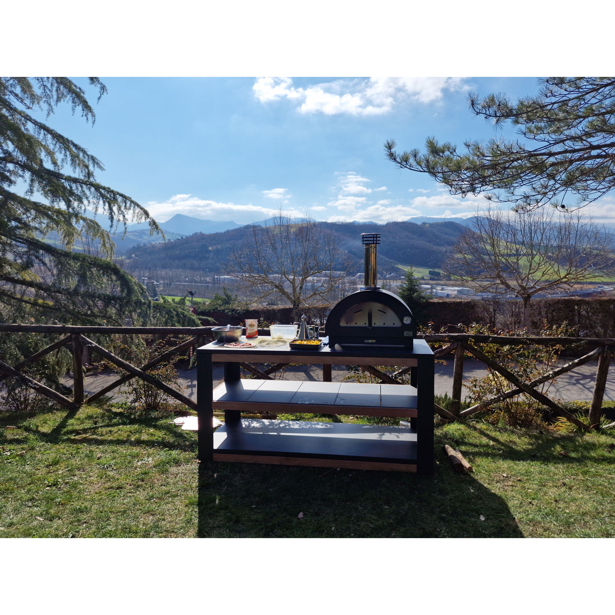 XO Countertop Wood Fired Pizza Oven - Black Powder Coat, , hires