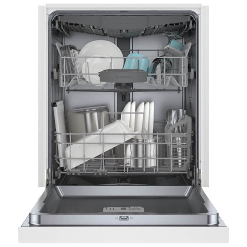 Bosch 300 Series 24 in. Front Control Smart Dishwasher with 46 dBa Sound Level, 3rd-Rack, PureDry & Pocket - White, , hires