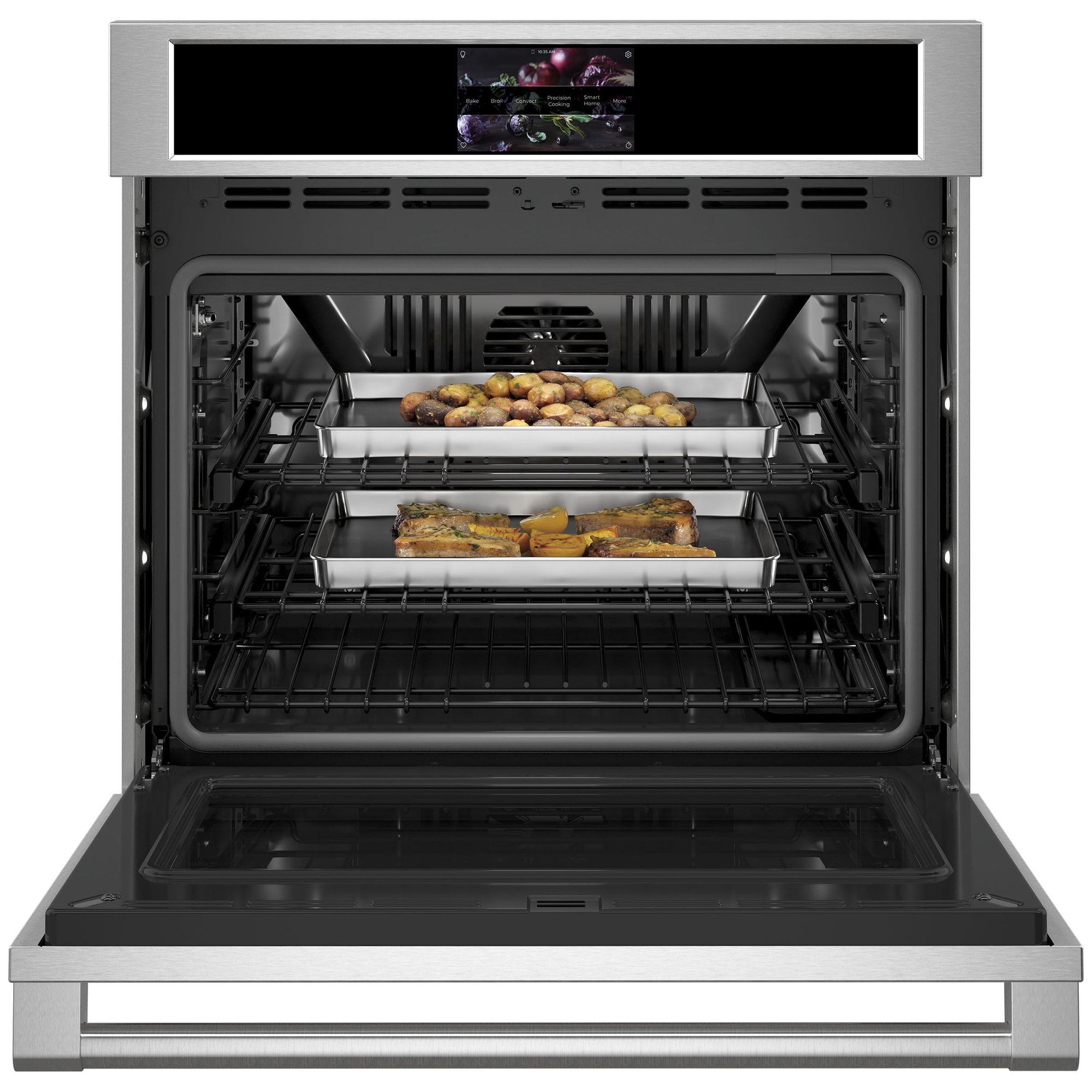 Monogram Statement Series 30 in. 5 cu. ft. Smart Speed Electric Single Wall Oven with True European Convection - Stainless Steel, , hires