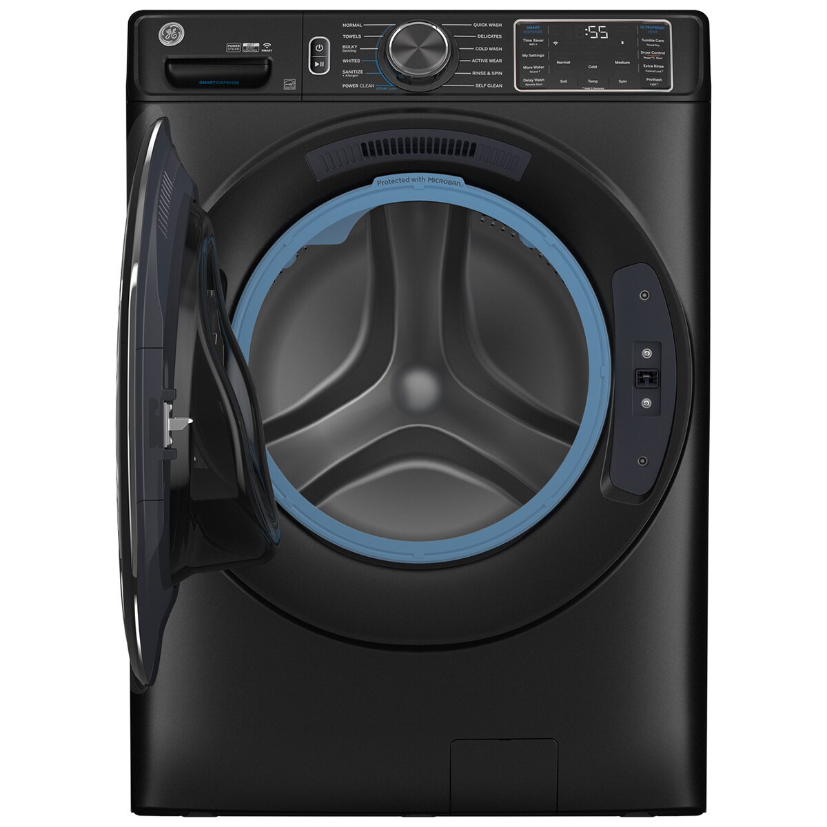 GE 28 in. 5.0 cu. ft. Smart Stackable Front Load Washer with OdorBlock, Sanitize Cycle & Steam Cycle - Carbon Graphite, Carbon Graphite, hires