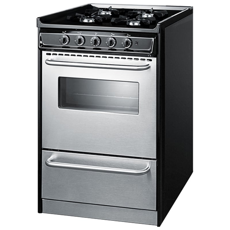 Summit 20 in. 2.4 cu. ft. Gas Range with Open Burners - Stainless Steel, , hires