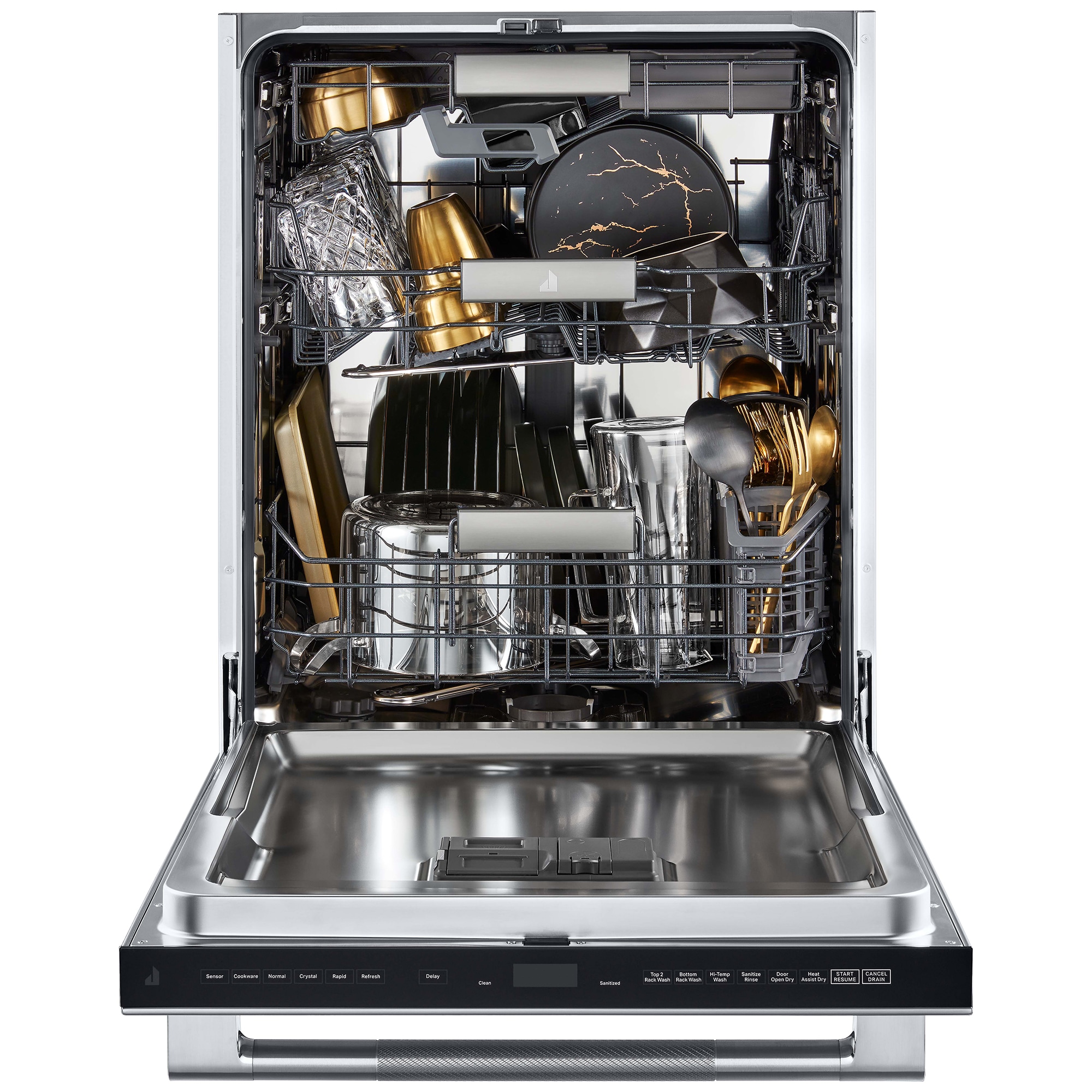 JennAir Rise 24 in. Top Control Flush-Mount Dishwasher with 38 dBa Sound Level & 3rd-Rack - Stainless Steel, , hires