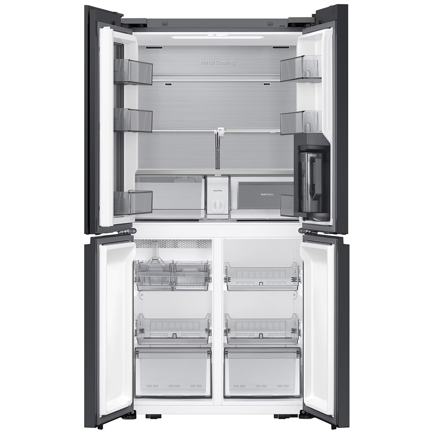 Samsung Bespoke 36 in. 22.8 cu. ft. Smart Counter Depth 4-Door French Door Refrigerator with Internal Water Autofill Pitcher - White Glass, White Glass, hires