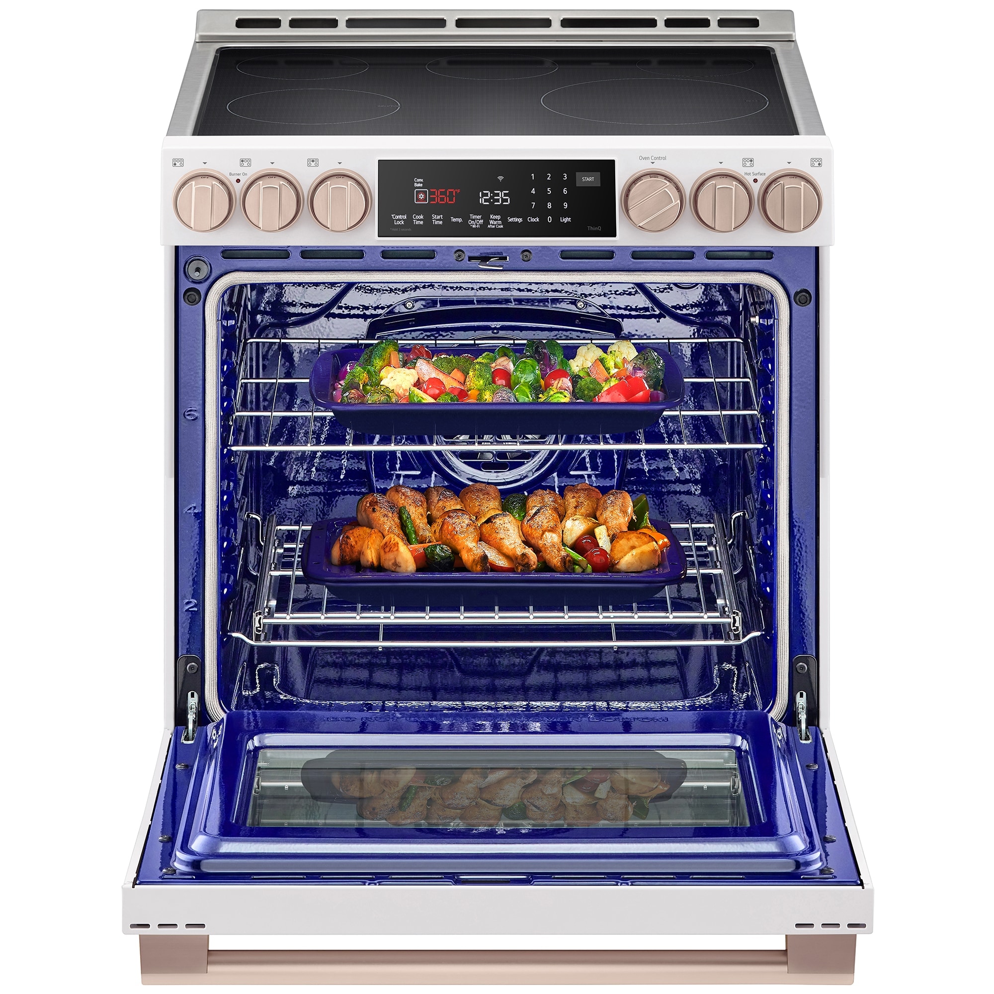 LG Studio 30 in. 6.3 cu. ft. Smart Air Fry True European Convection Slide-In Electric Range with 4 Induction Burners & 1 Radiant Burner - Essence White, , hires