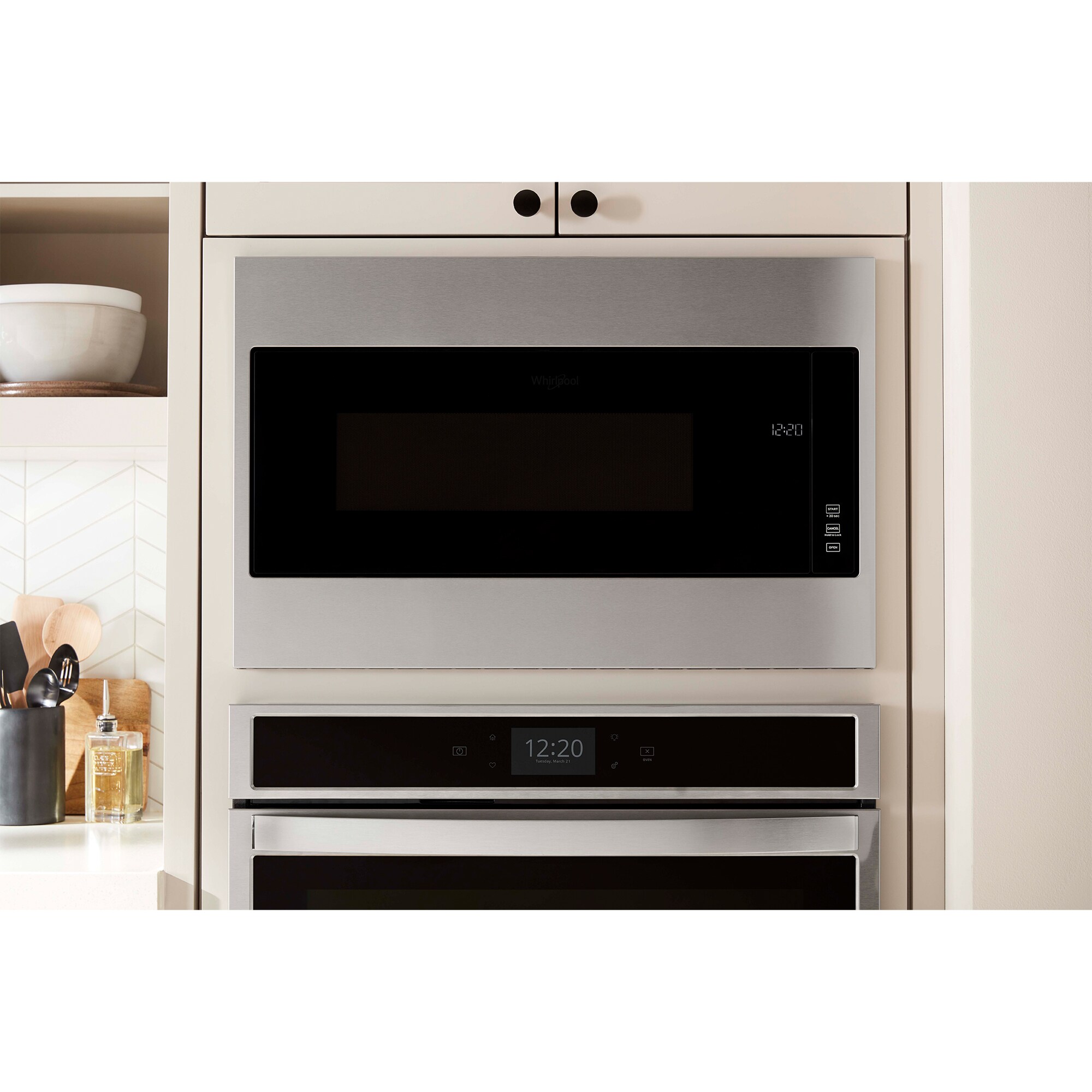 Whirlpool 30 in. 1.1 cu. ft. 1000W Low Profile Built-In Microwave - Stainless Steel, , hires