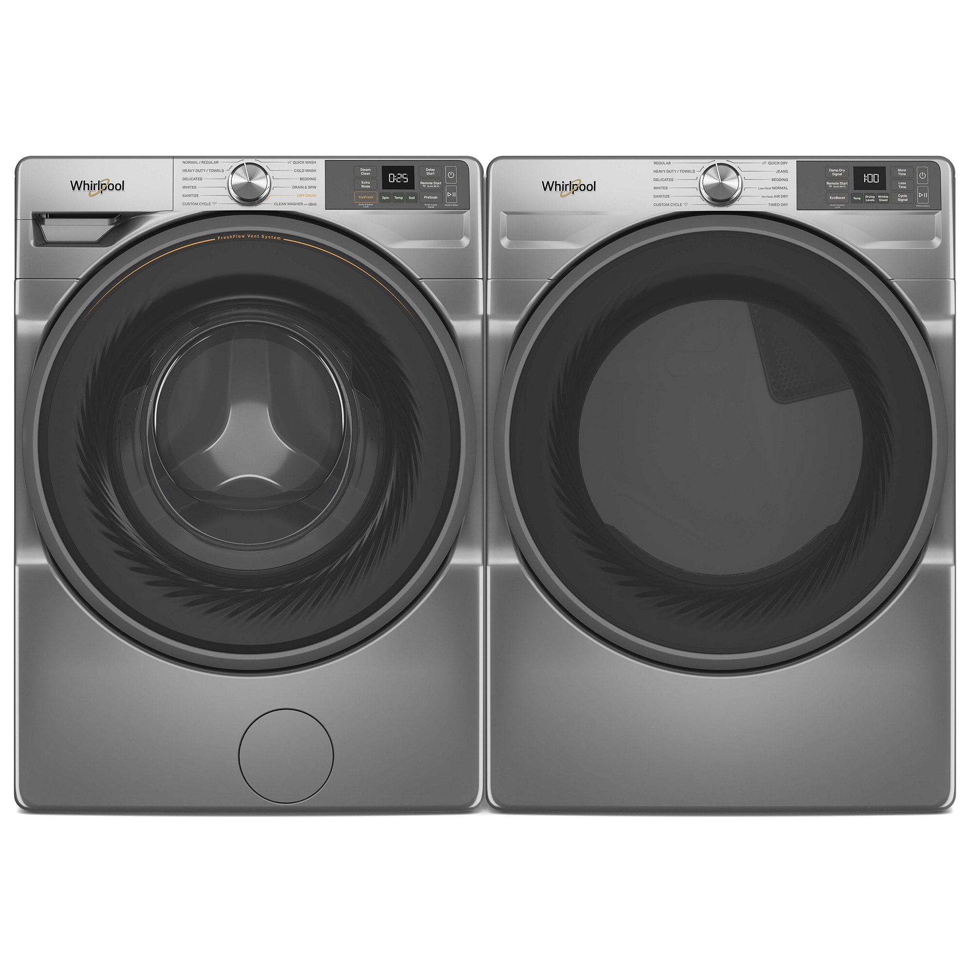 Whirlpool 27 in. 7.4 cu. ft. Smart Stackable Electric Dryer with Sensor Dry & Sanitize Cycle - Radiant Silver, Silver, hires