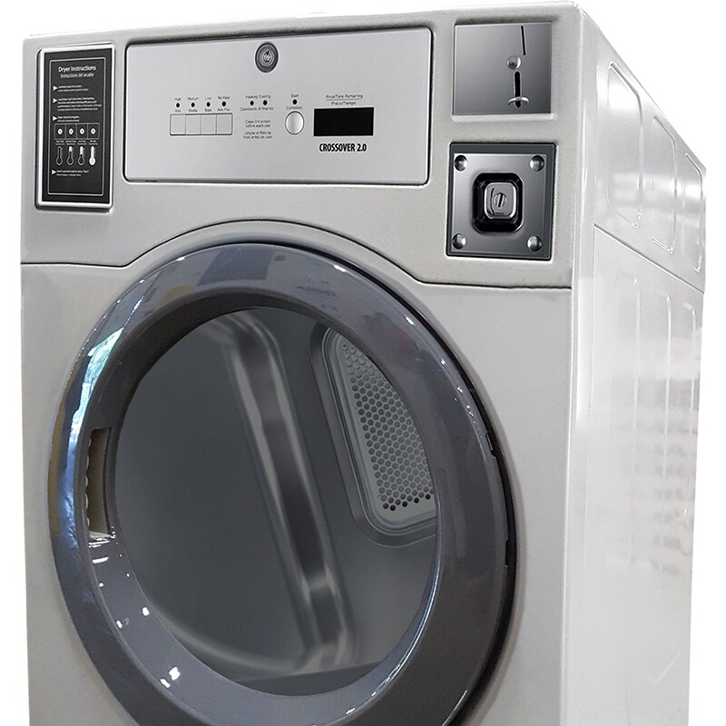 Crossover Commercial Laundry 27 in. 7.0 cu. ft. Top Control Gas Dryer with Coin Operation & OPL/Card Ready - Stainless Steel, , hires