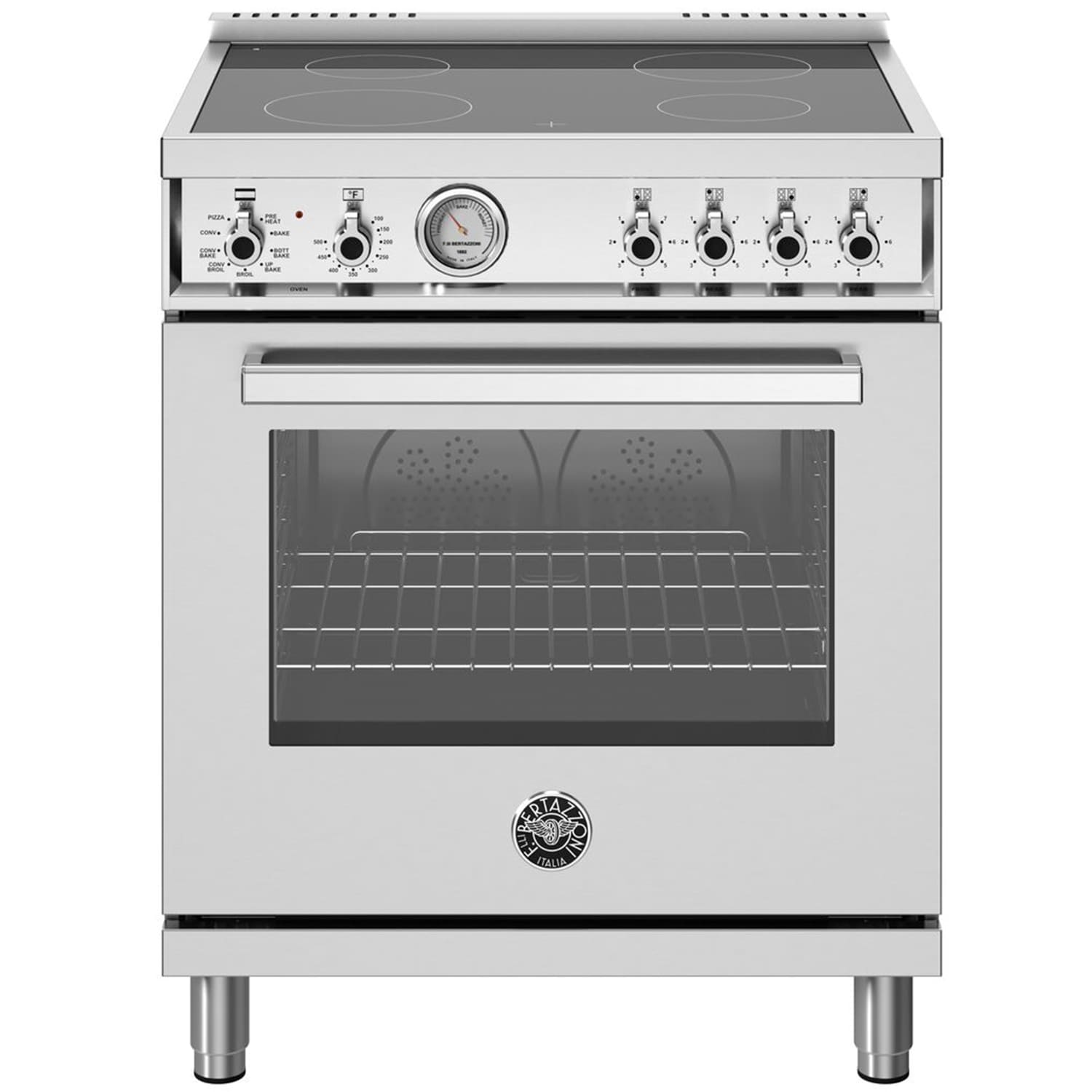Bertazzoni Professional Series 30 in. 4.7 cu. ft. Dual Convection Electric Range with Smoothtop Burners - Stainless Steel, , hires