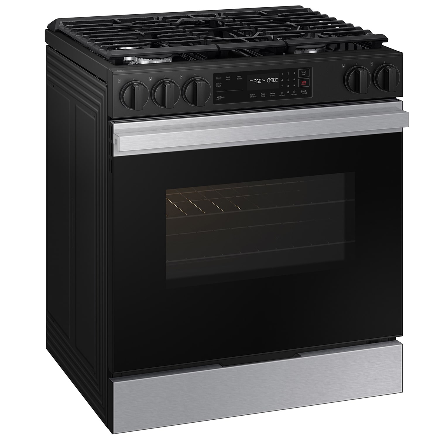 Samsung Bespoke 30 in. 6 cu. ft. Smart Slide-In Gas Range with 5 Sealed Burners - Stainless Steel, Stainless Steel, hires