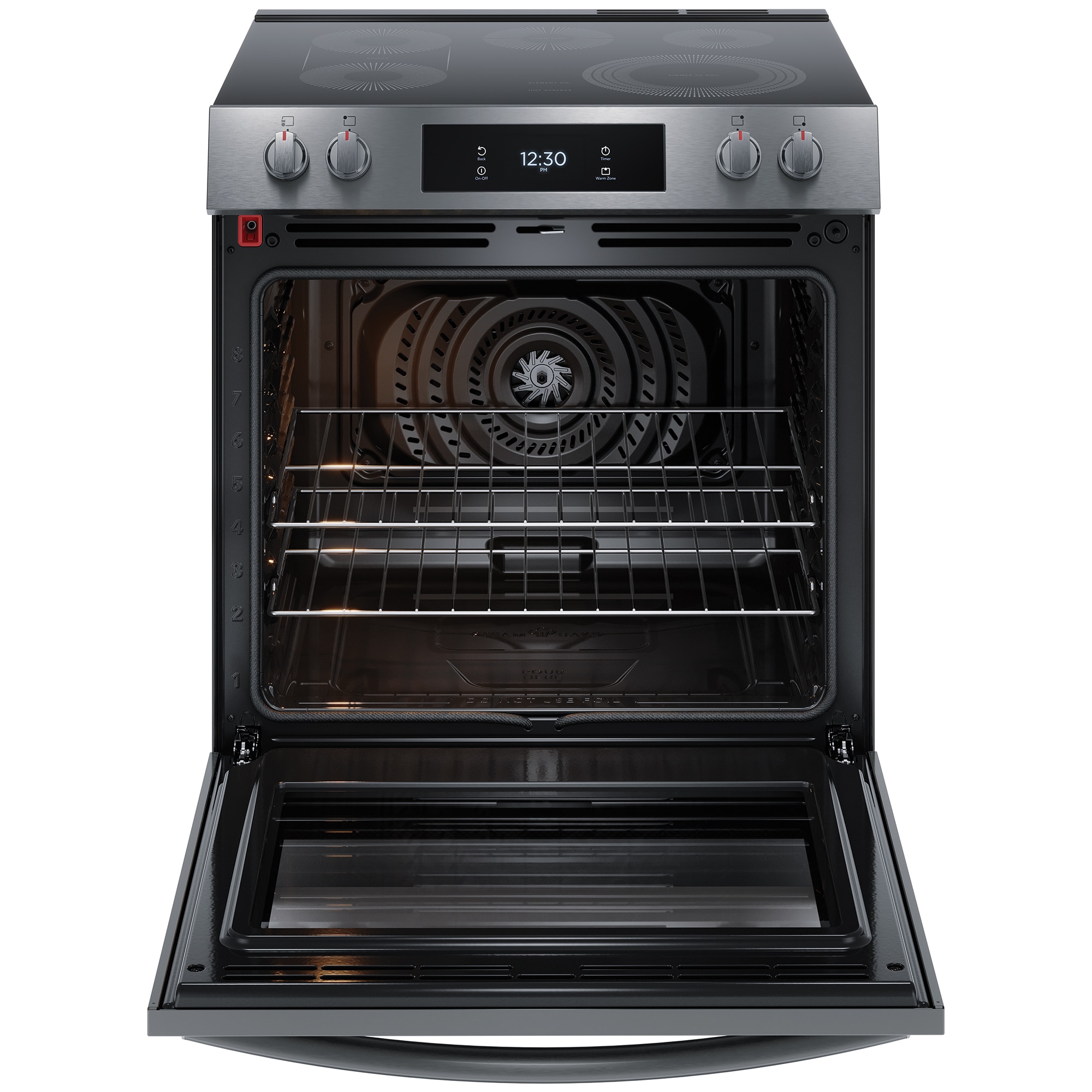 Frigidaire Gallery 30 in. 6.2 cu. ft. Air Fry True European Convection Steam Electric Range with Smoothtop Burners - Black Stainless, , hires