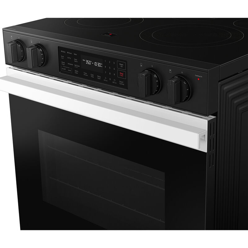 Samsung Bespoke 30 in. 6.3 cu. ft. Smart Air Fry Standard Convection Slide-In Electric Range with Radiant Burners - White Glass, White Glass, hires