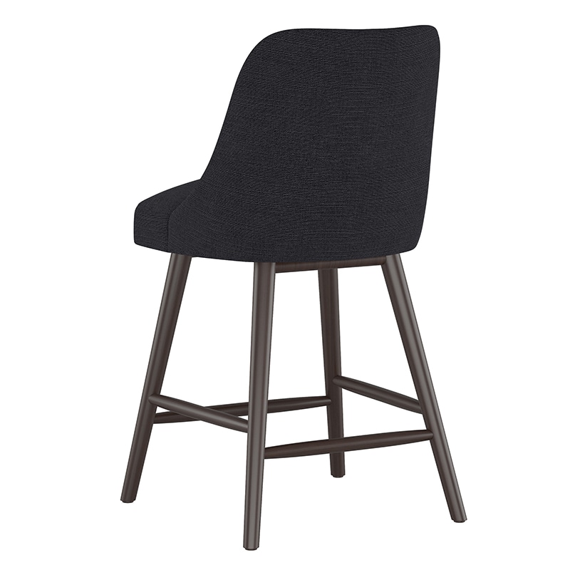 Skyline Furniture Modern Mid Century Counter Height Stool in Linen Fabric - Black, Black, hires